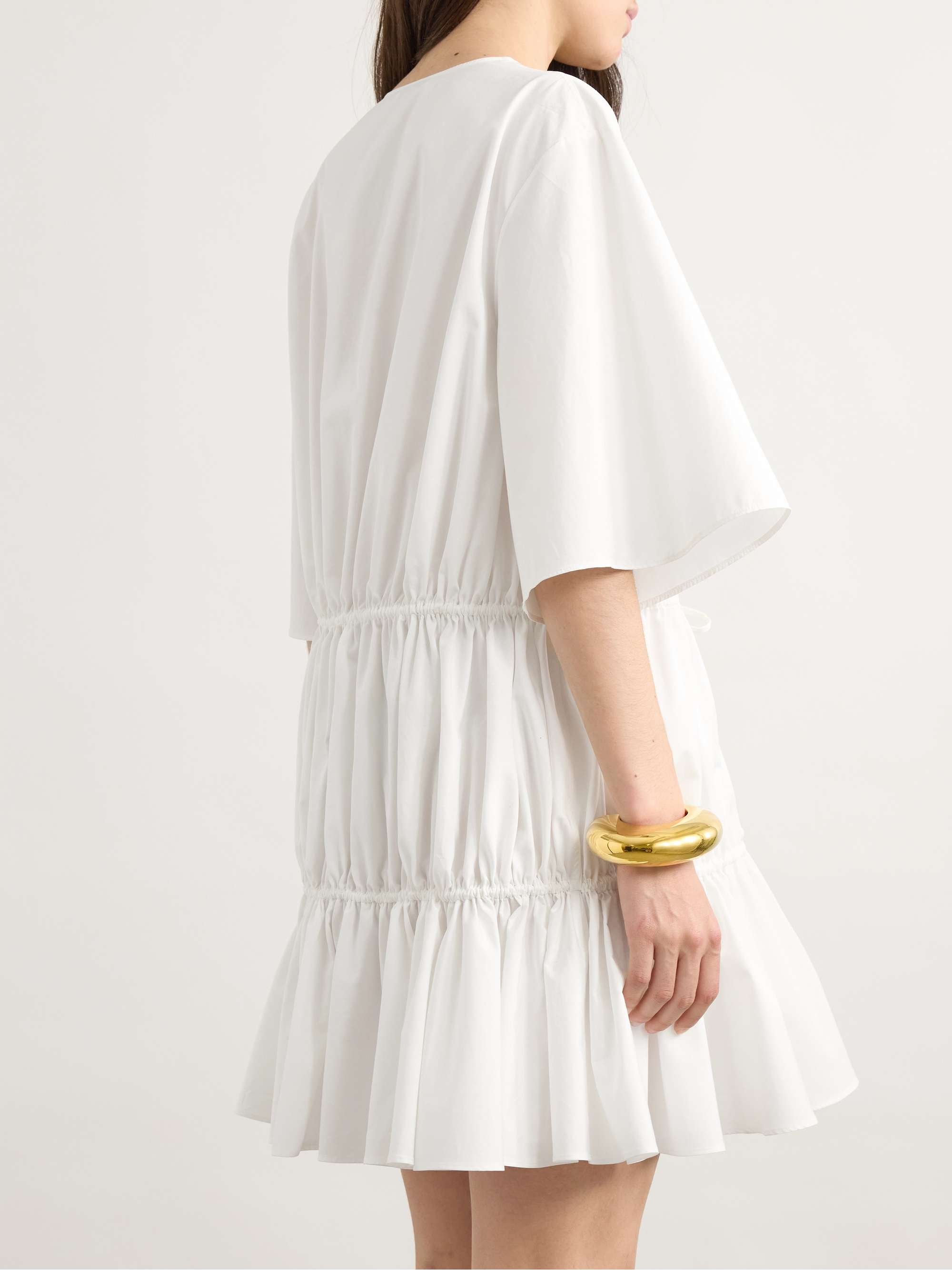 Gathered cotton-poplin mini dress view