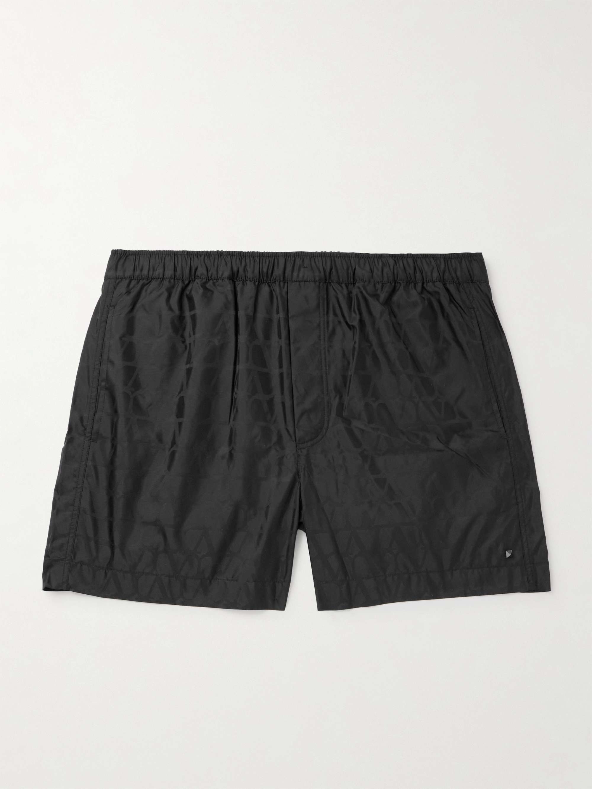 Straight-Leg Mid-Length Logo-Jacquard Swim Shorts view