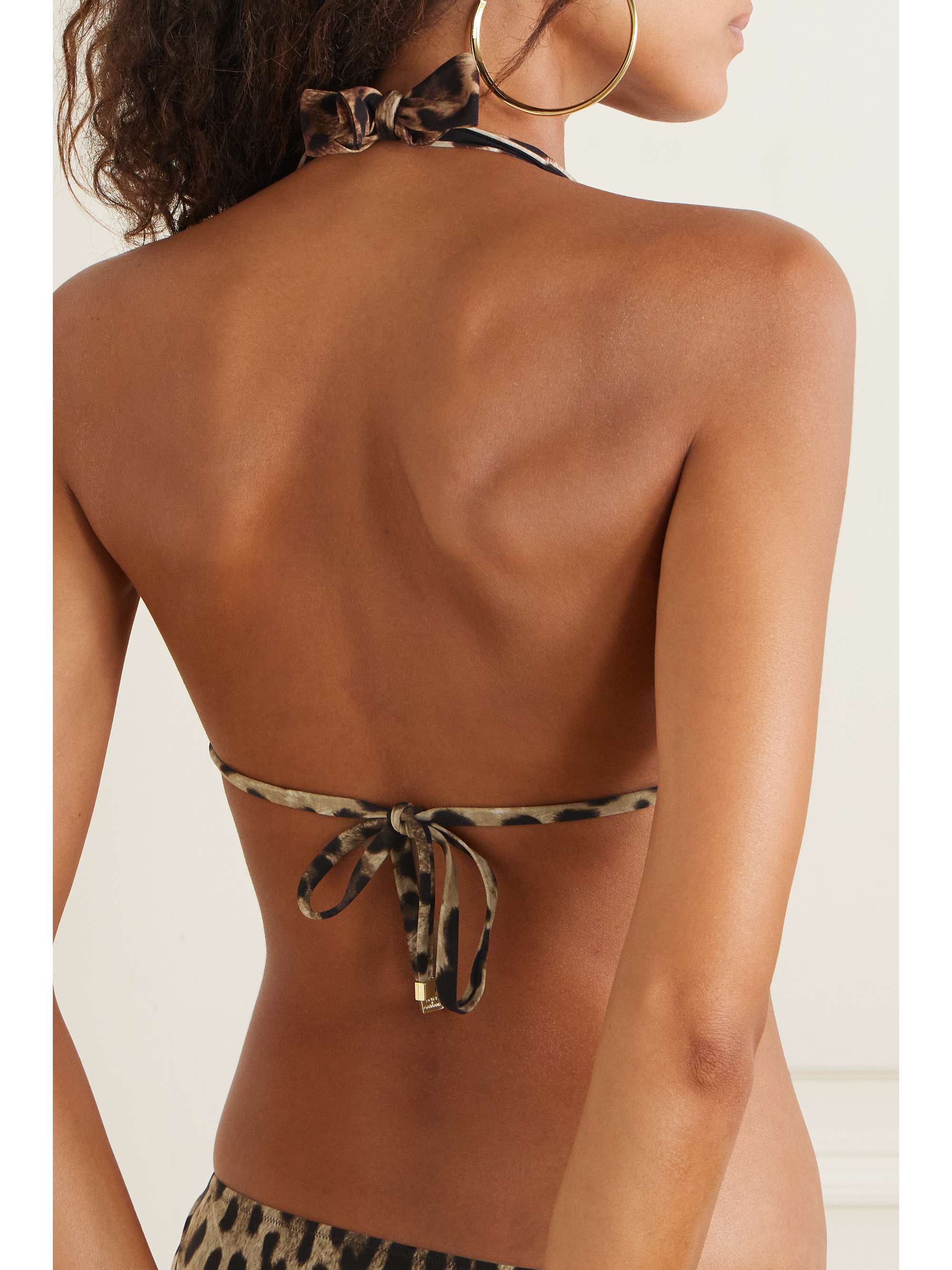 Leopard-print halterneck bikini top view