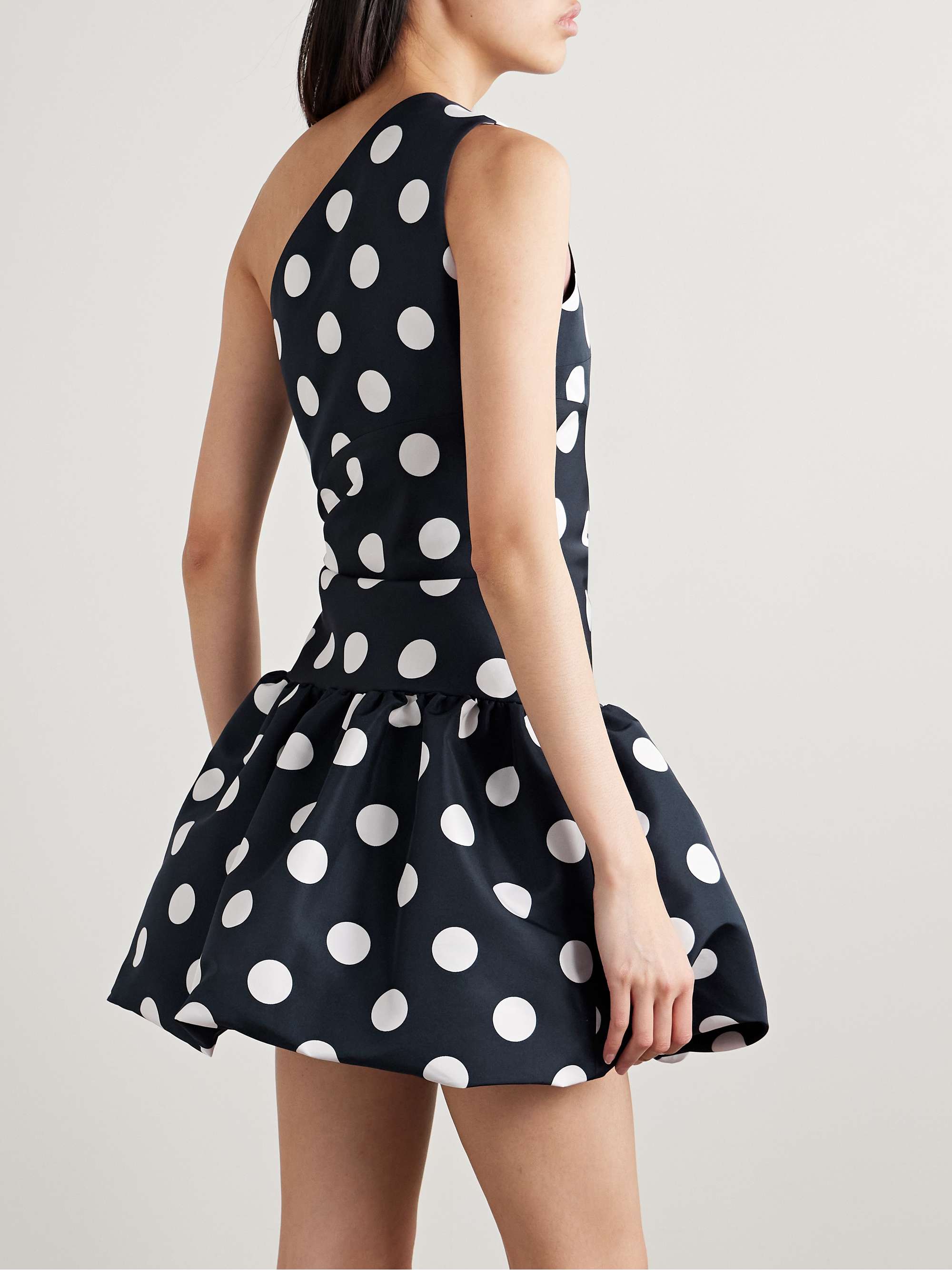 One-shoulder polka-dot faille mini dress view