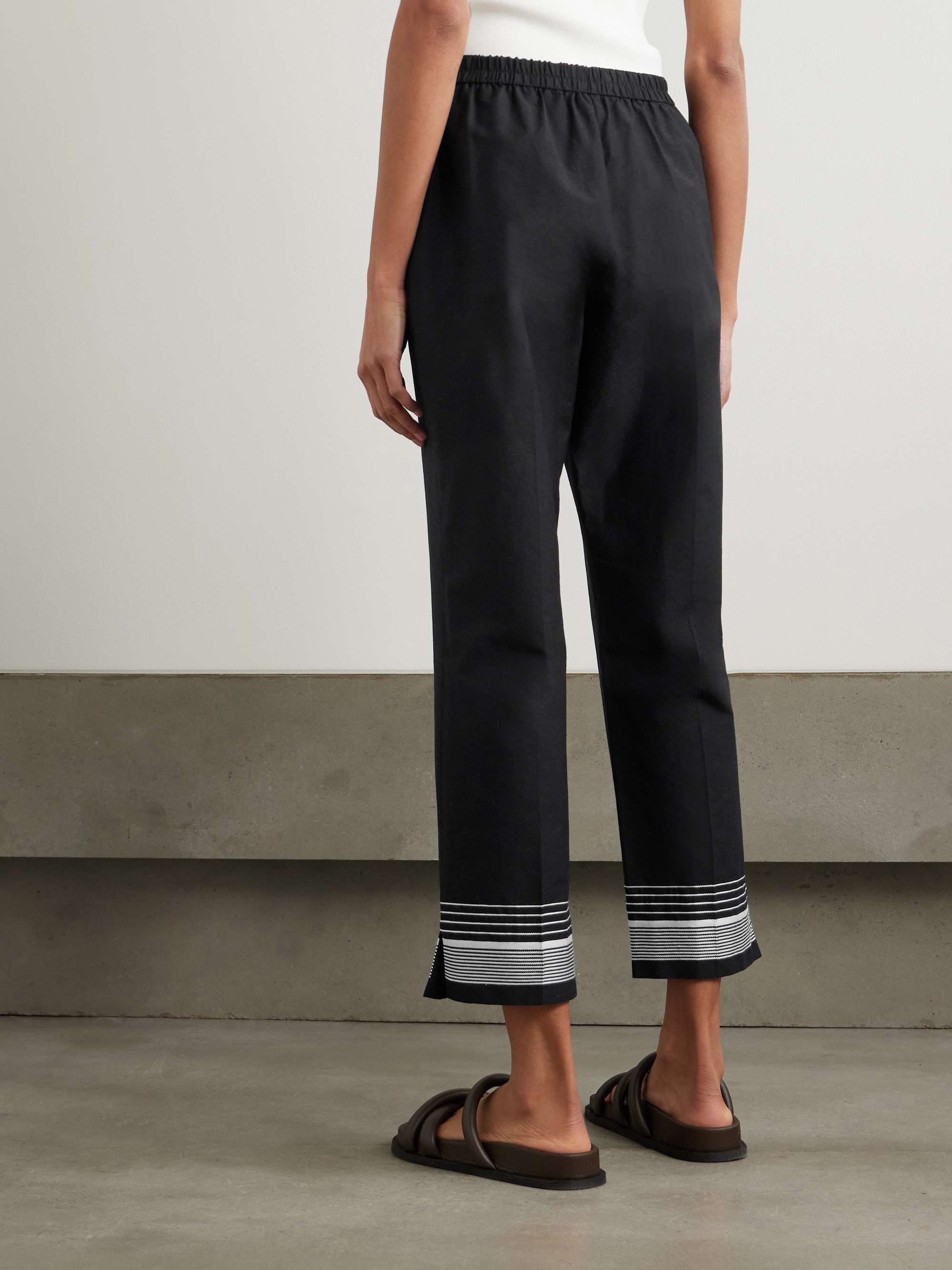 Tottenham cropped embroidered cotton-blend straight-leg pants view