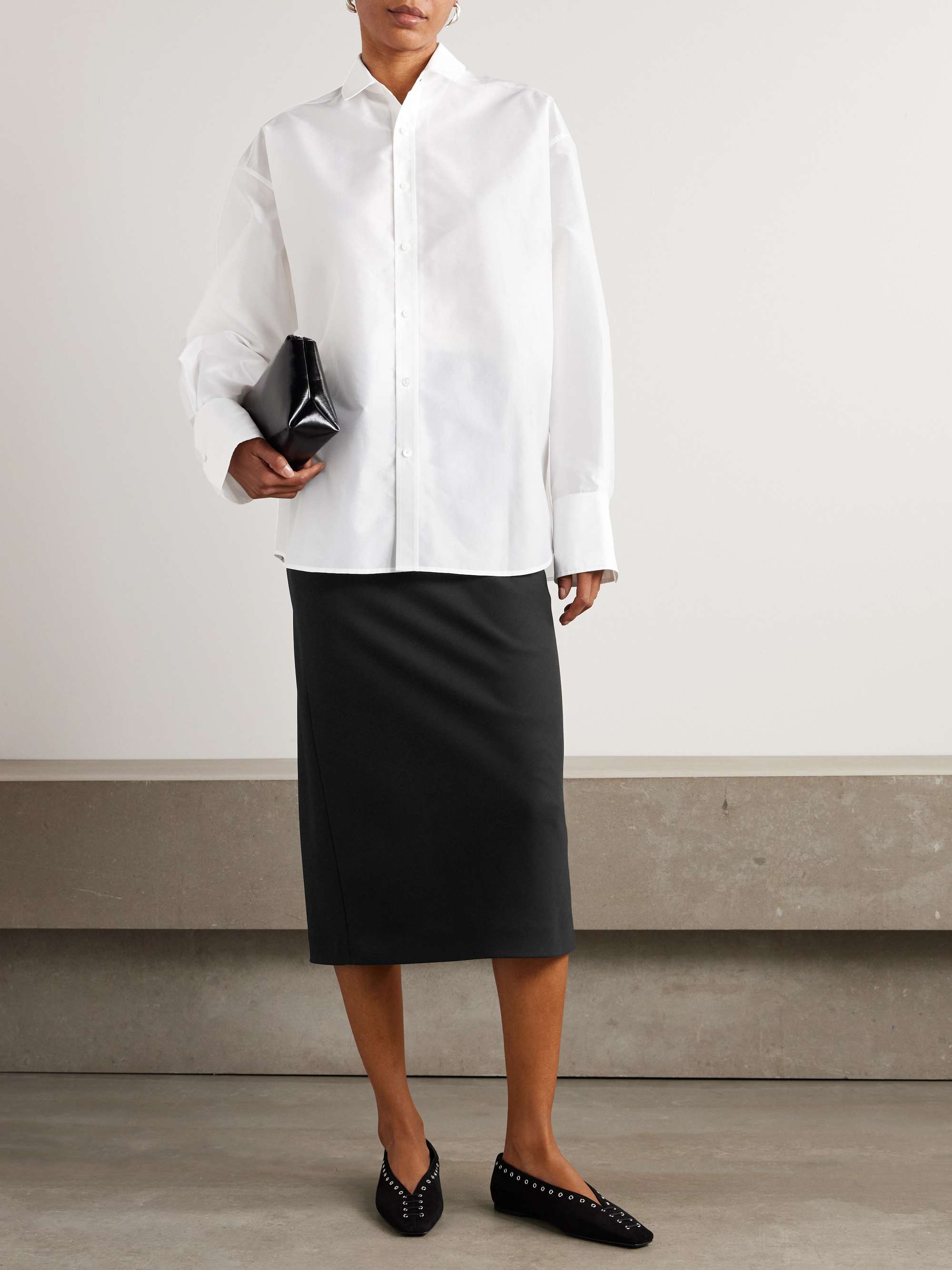 Pearl-embellished taffeta shirt view