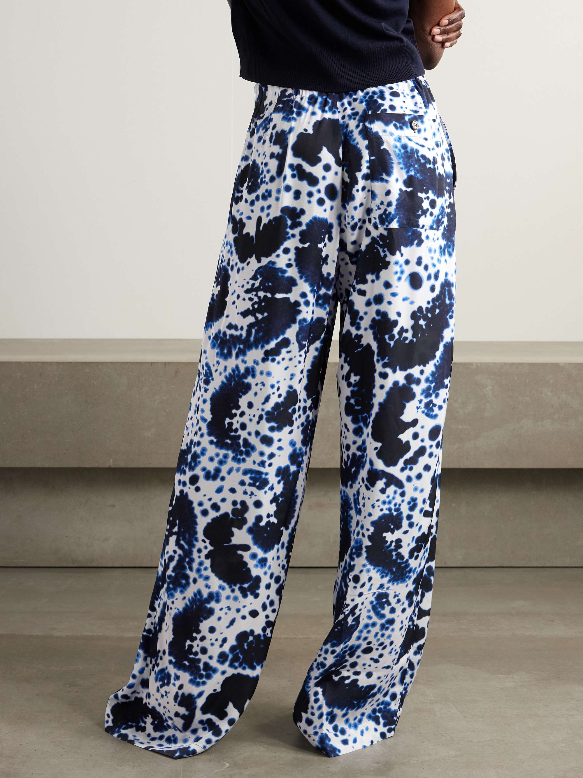 Printed twill wide-leg pants view