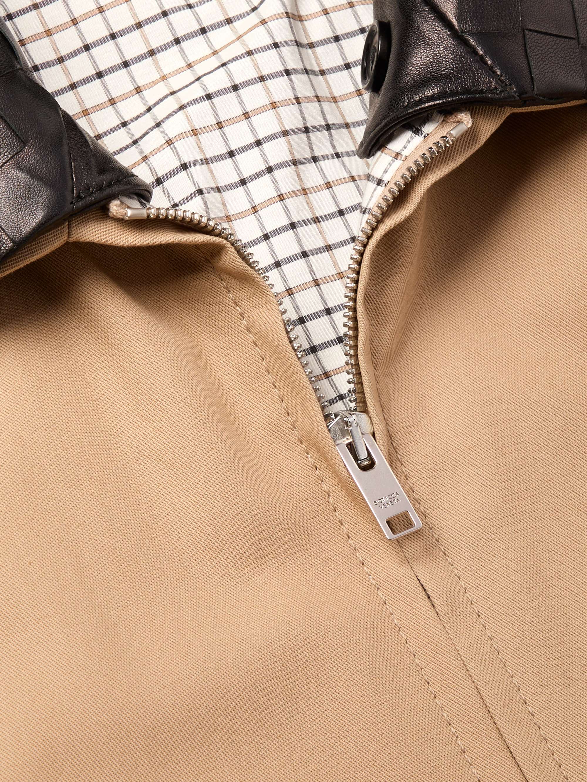 Intrecciato Leather-Trimmed Cotton-Twill Blouson view
