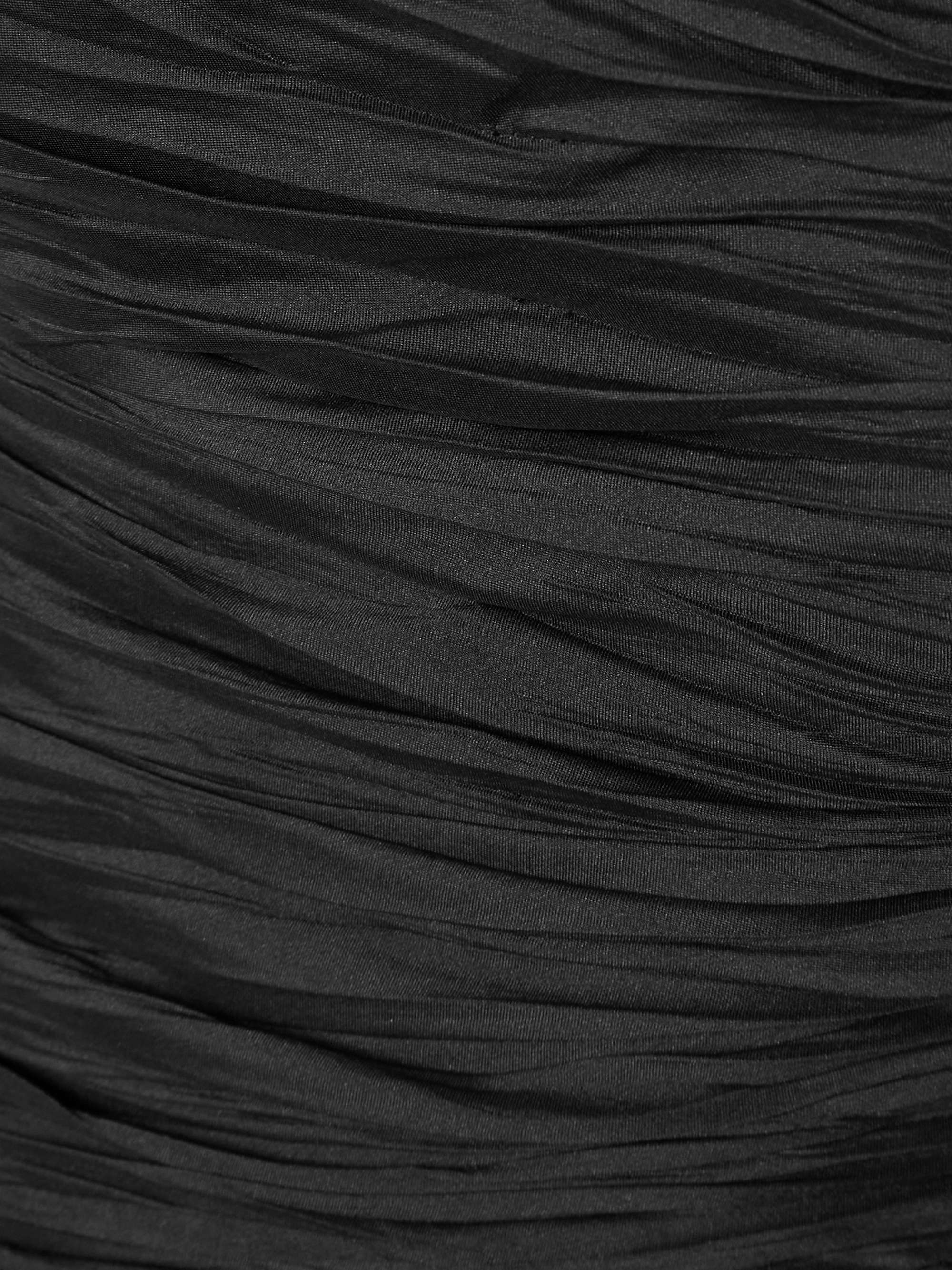 Strapless plissé-taffeta gown view