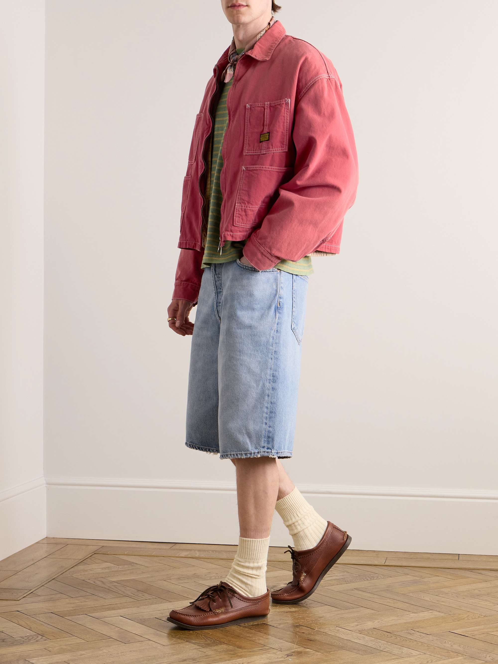 Logo-Appliquéd Garment-Dyed Canvas Bomber Jacket view