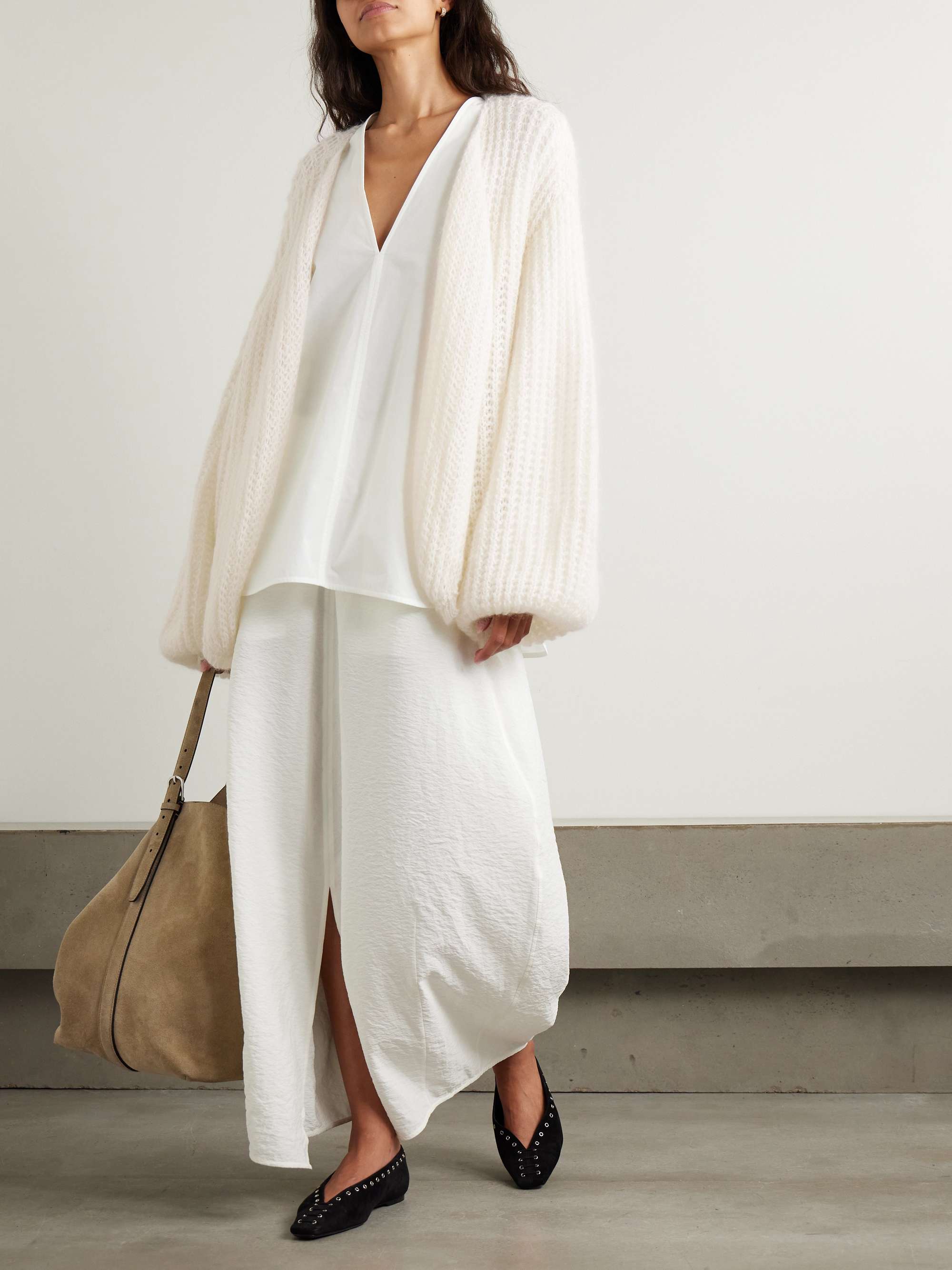 Open-knit mohair-blend cardigan view