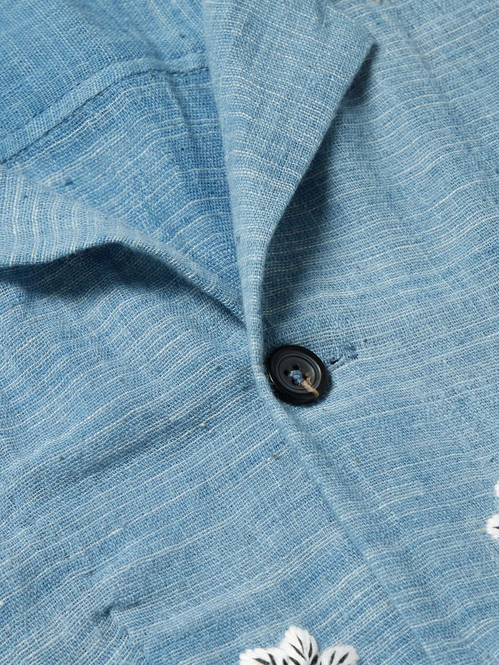 Camp-Collar Embellished Cotton Shirt view