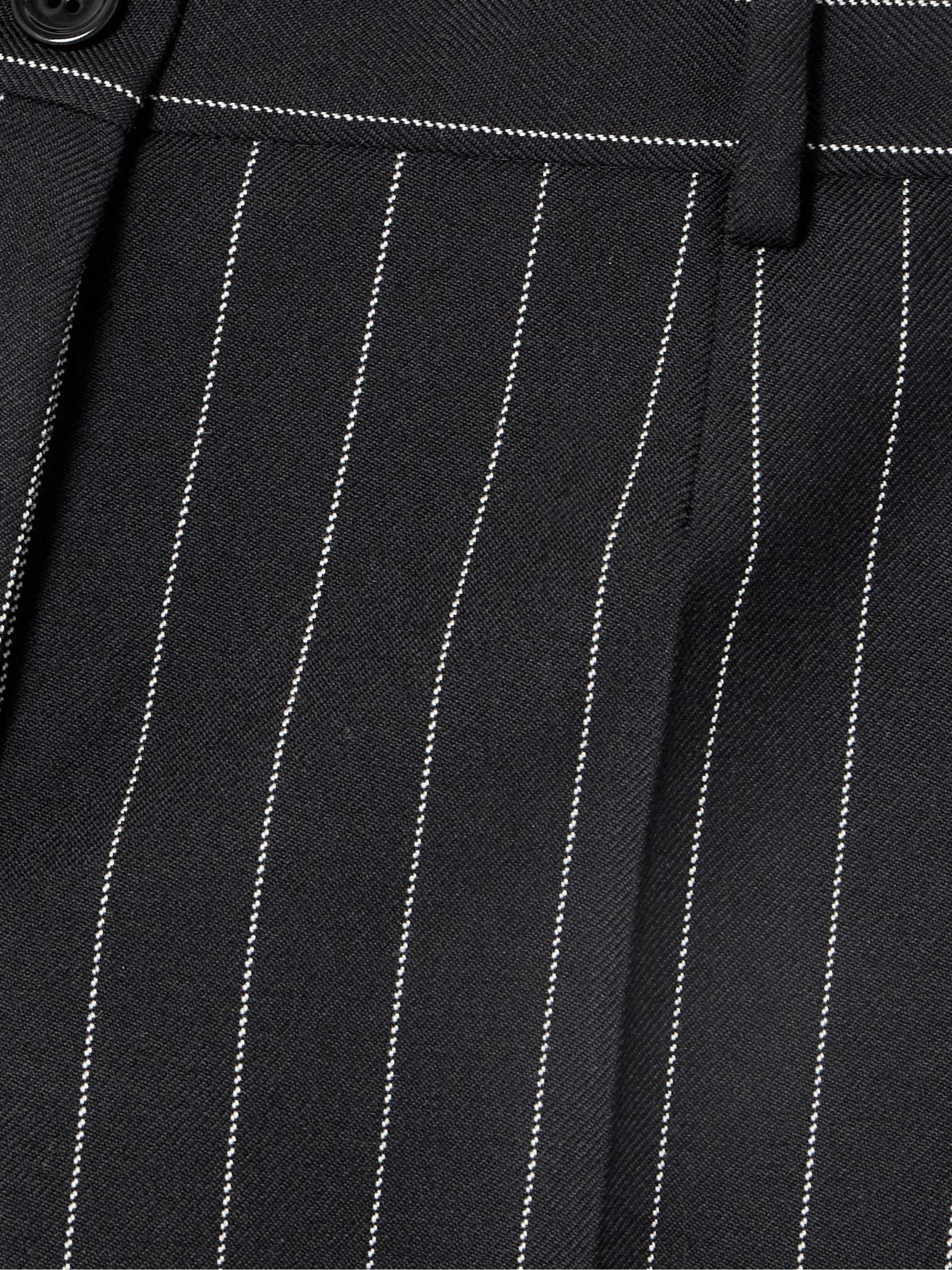 Pinstriped wool wide-leg pants view