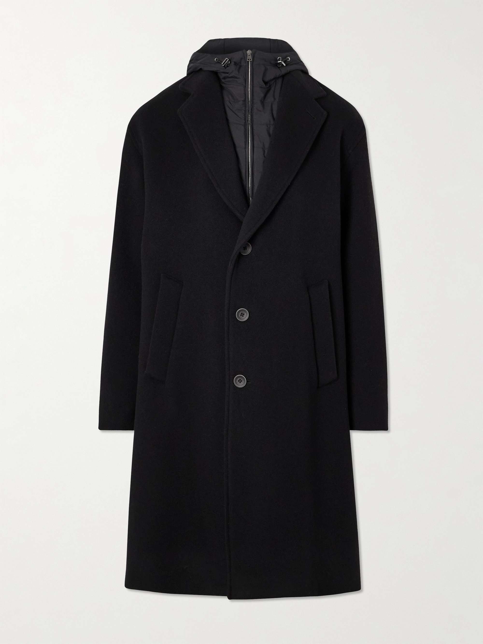 Padded Shell-Trimmed Wool-Blend Hooded Coat view