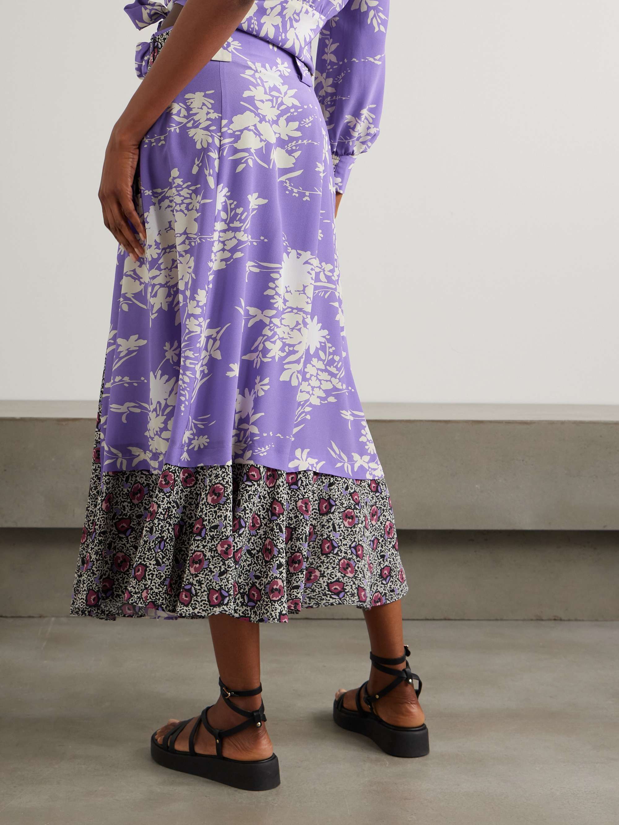 Atalante pleated floral-print silk crepe de chine midi skirt view