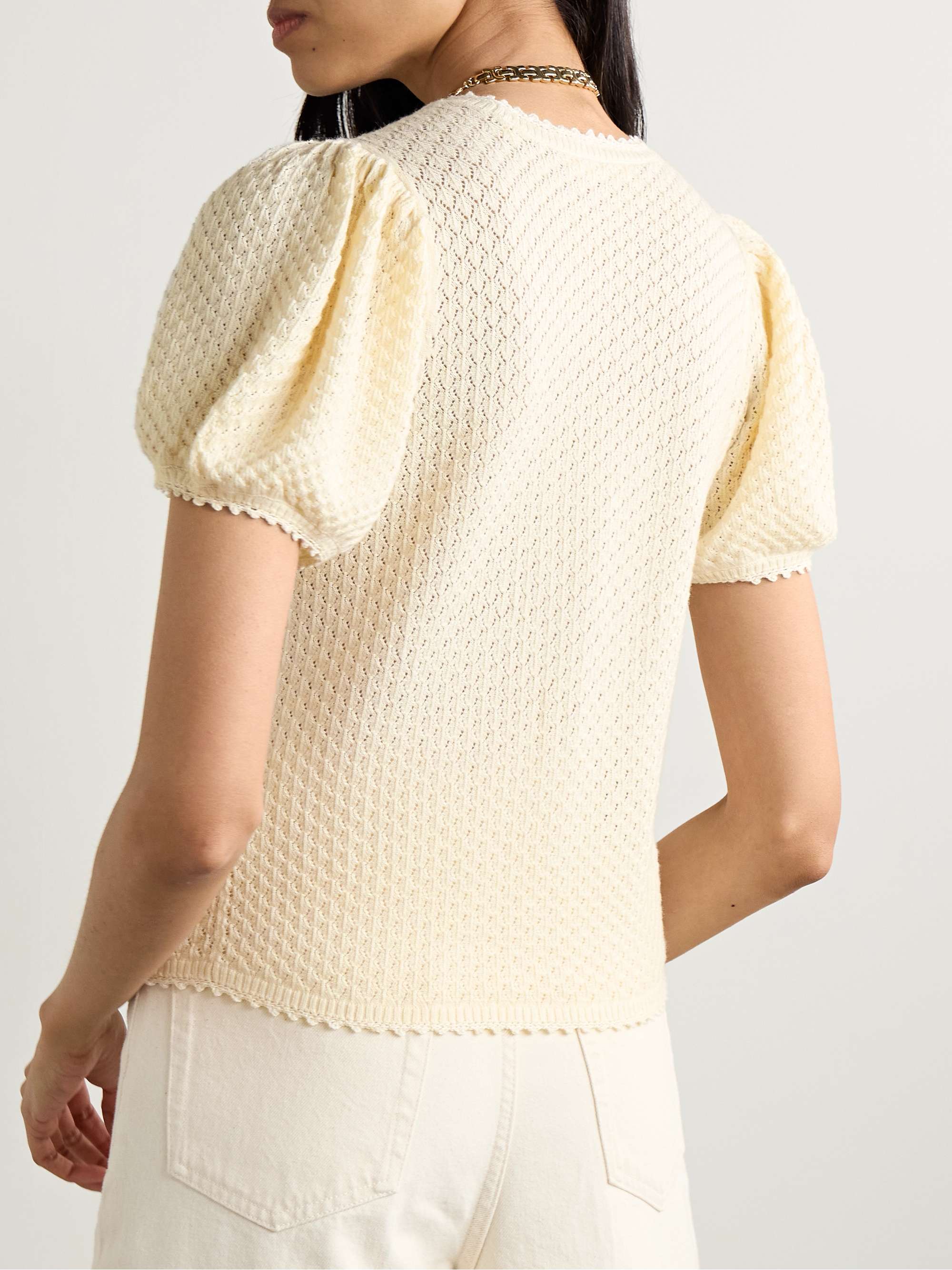 Carena pointelle-knit Pima cotton and silk-blend top view