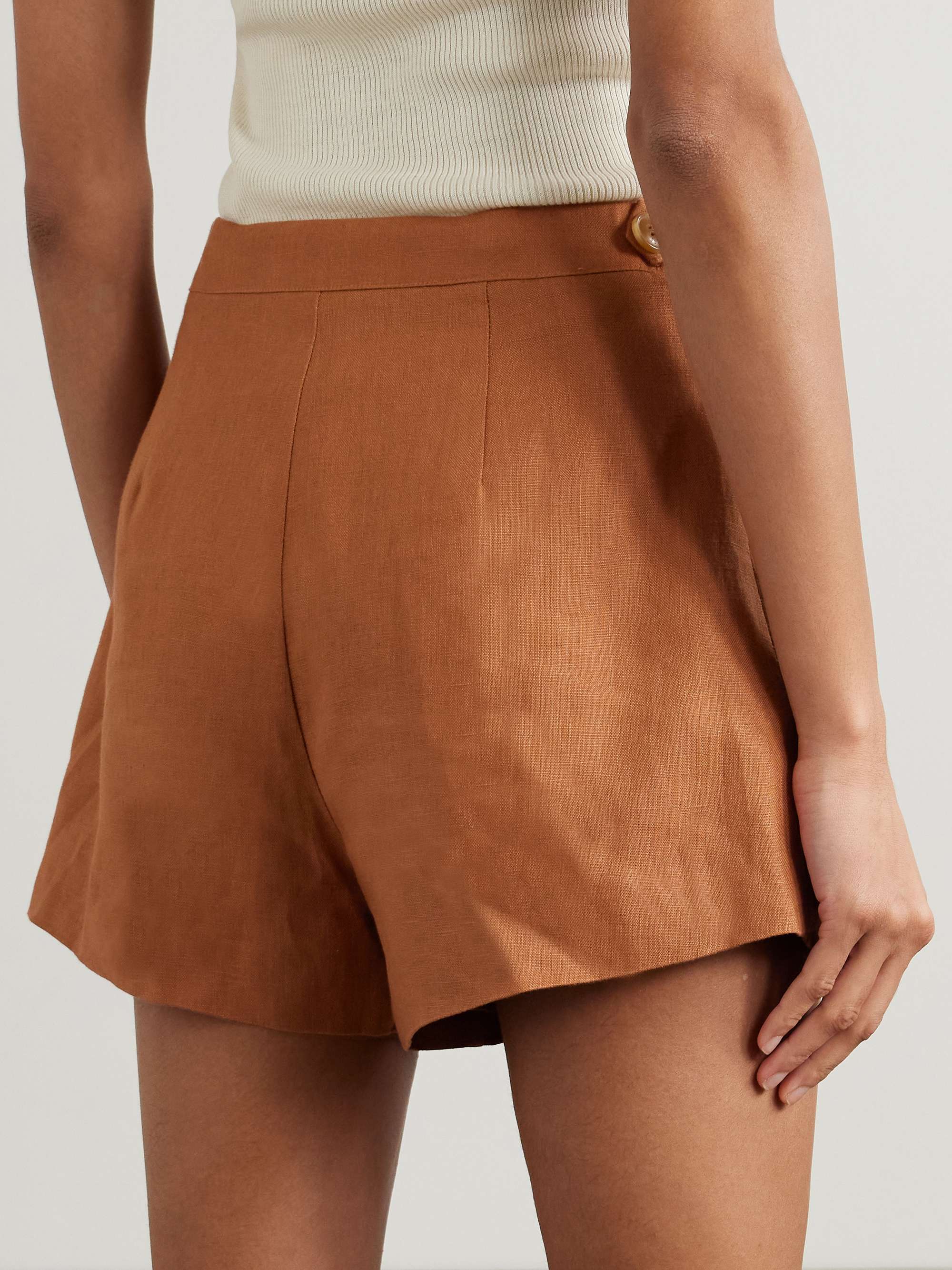 Perri pleated linen shorts view