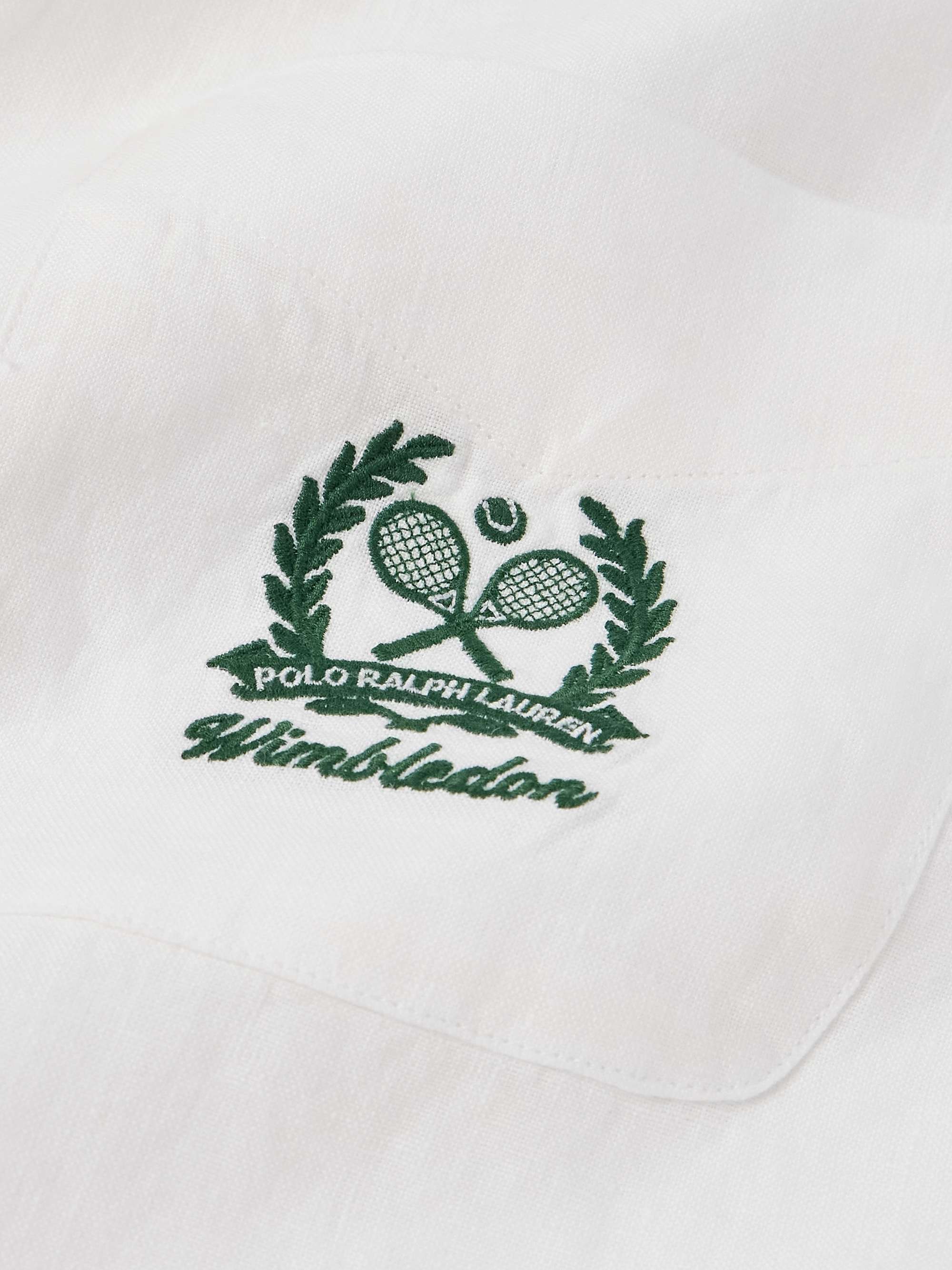 + Wimbledon Camp-Collar Logo-Embroidered Linen Shirt view