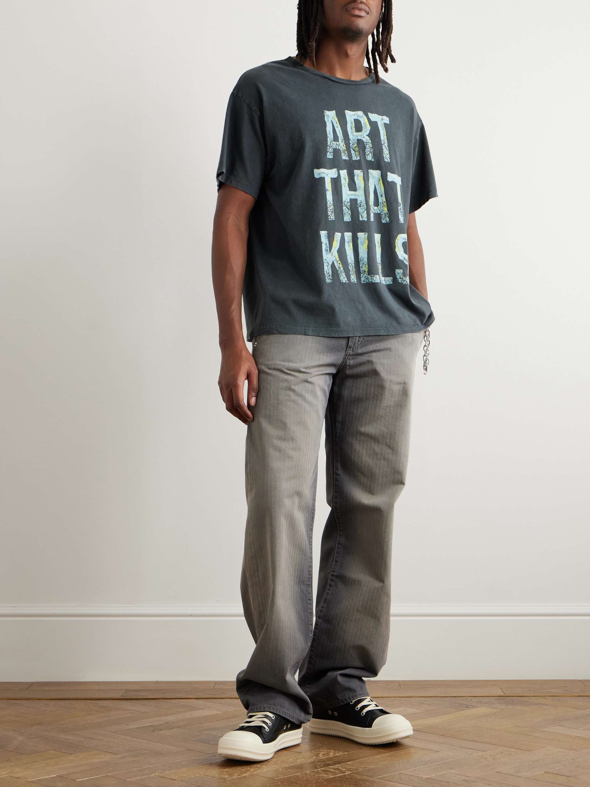 Printed Glittered Cotton-Jersey T-Shirt view