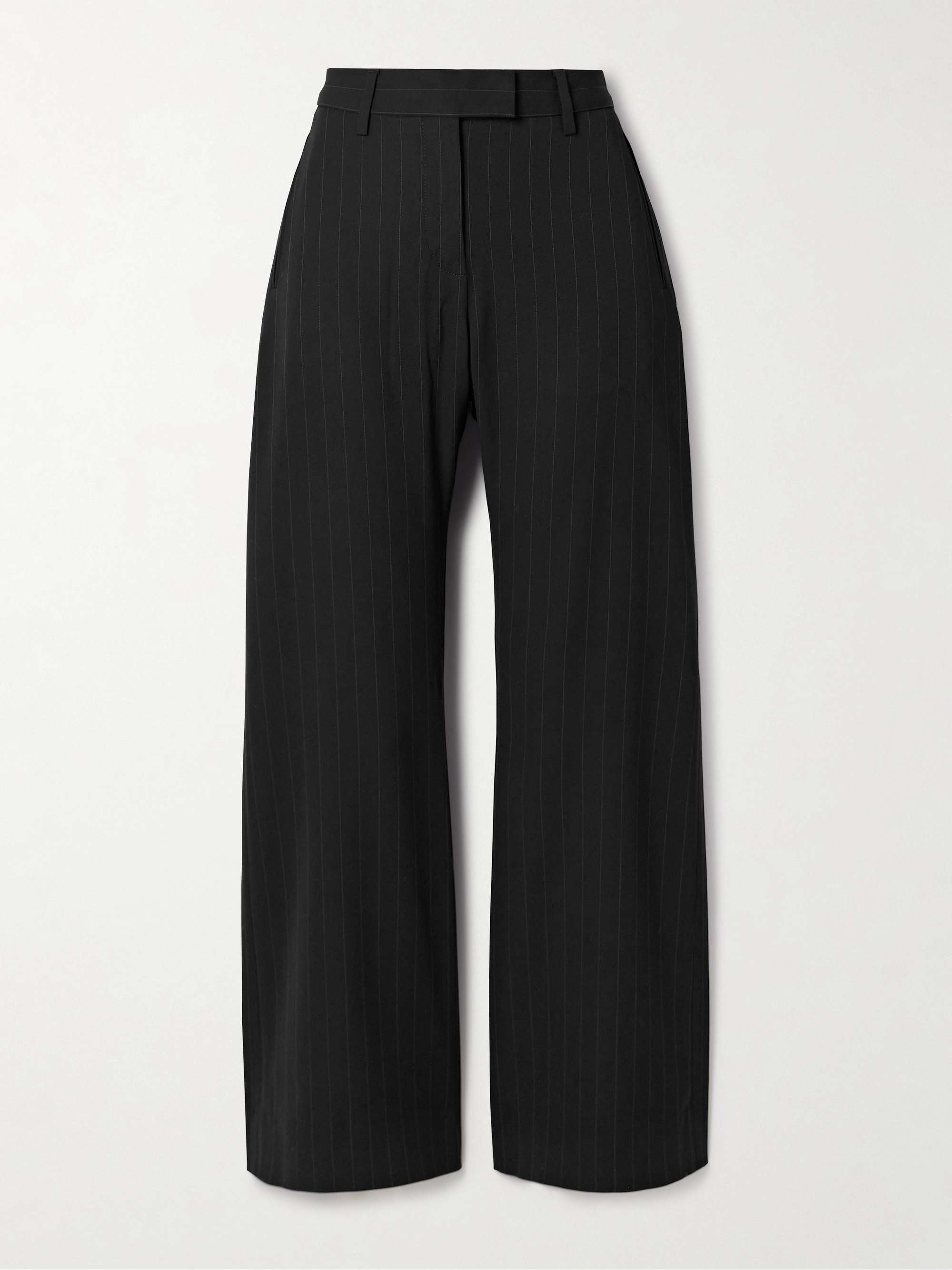 Pinstriped crepe straight-leg pants view