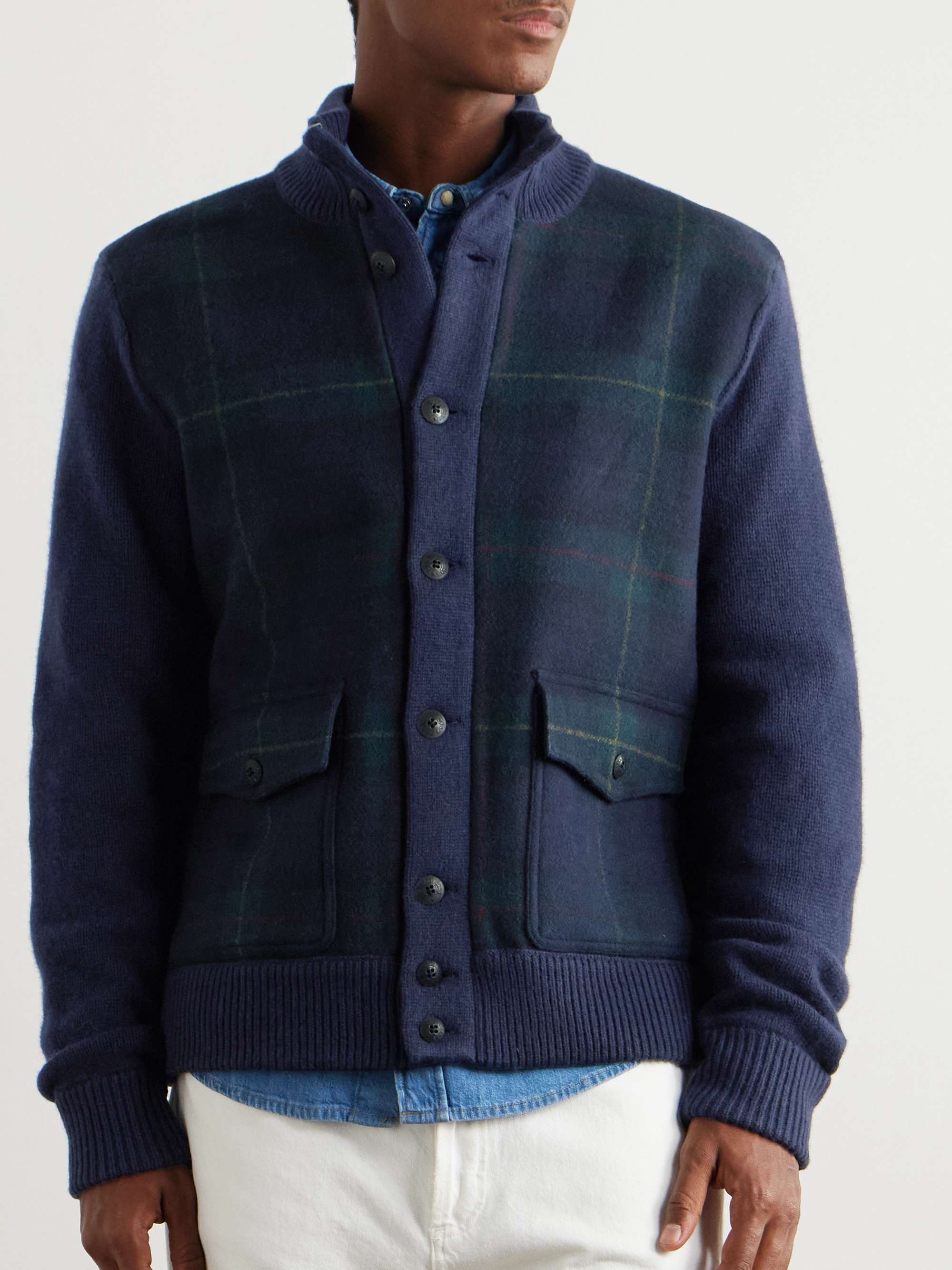 Wool and Checked Flannel Cardigan view