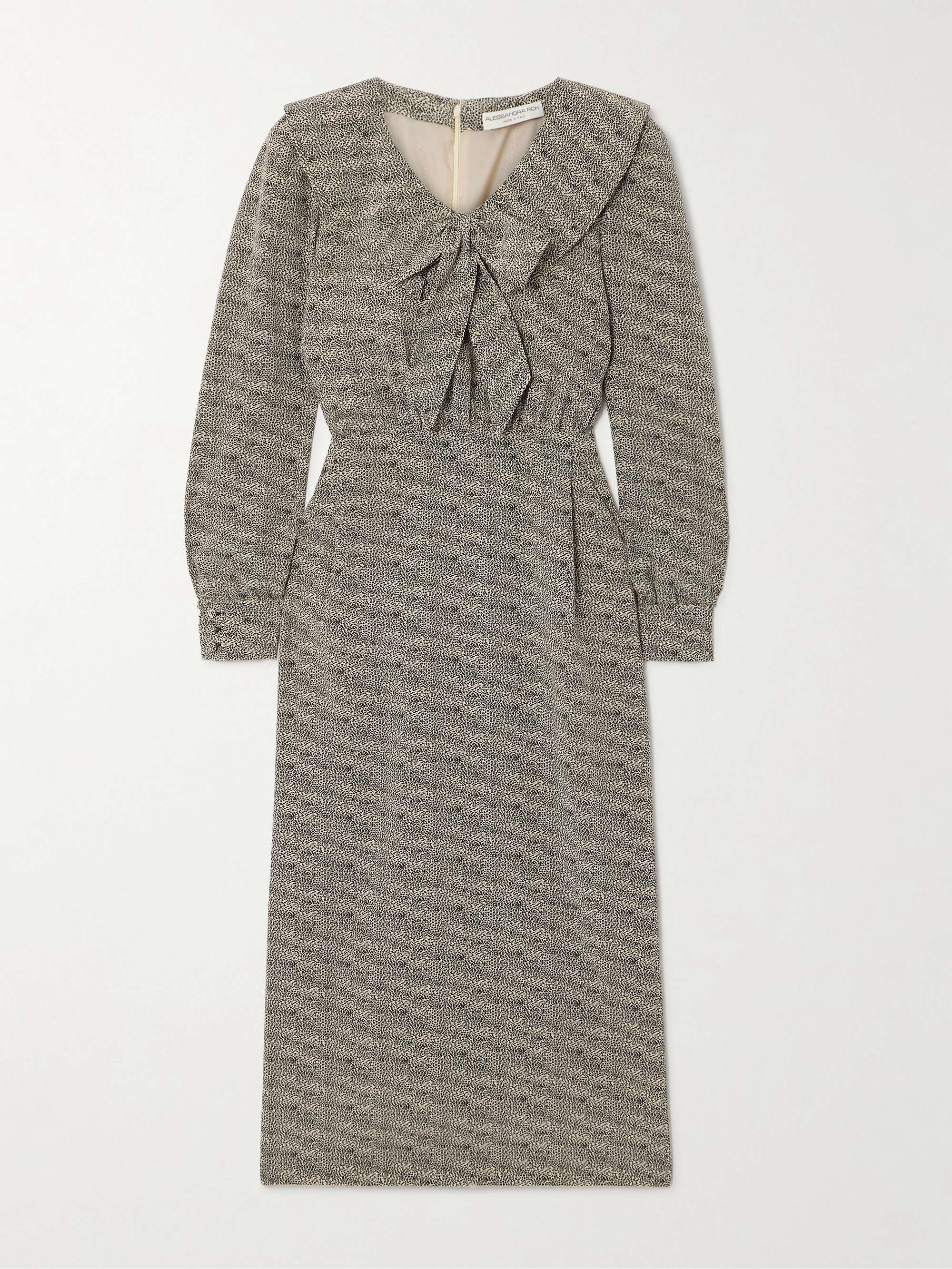 Bow-embellished pleated leopard-print silk-chiffon midi dress view