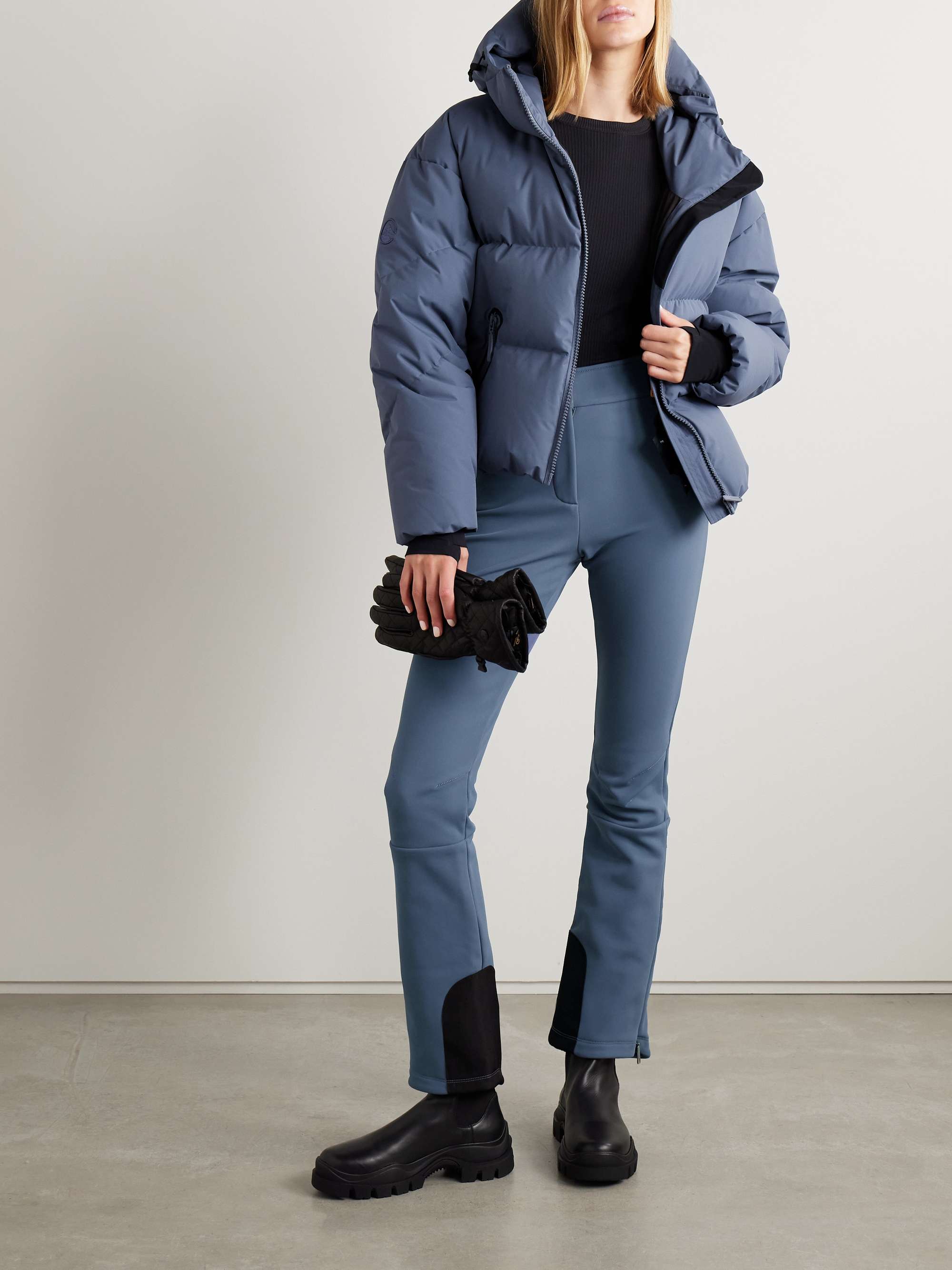 Meribel hooded quilted down ski jacket view