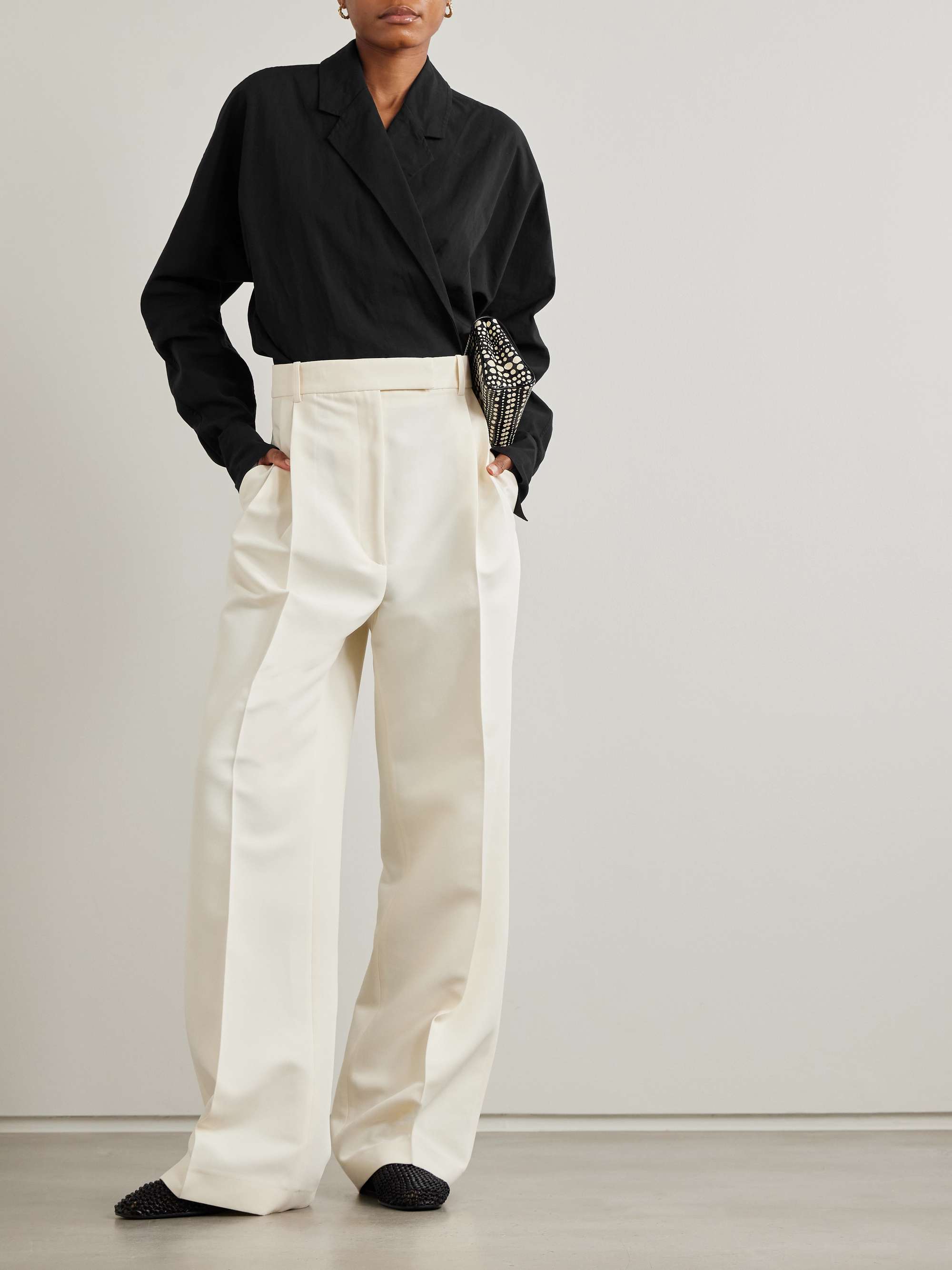 Organic cotton and linen-blend wrap blouse view