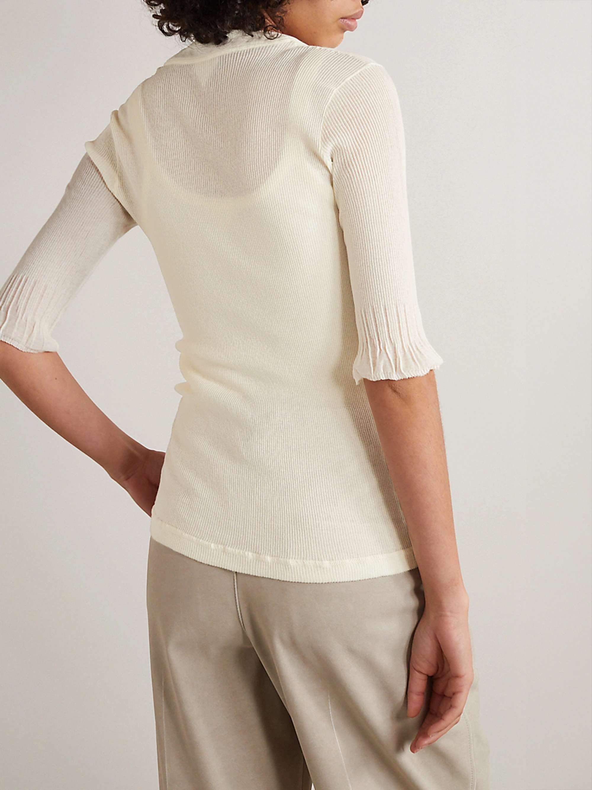 Ribbed cotton-blend top view