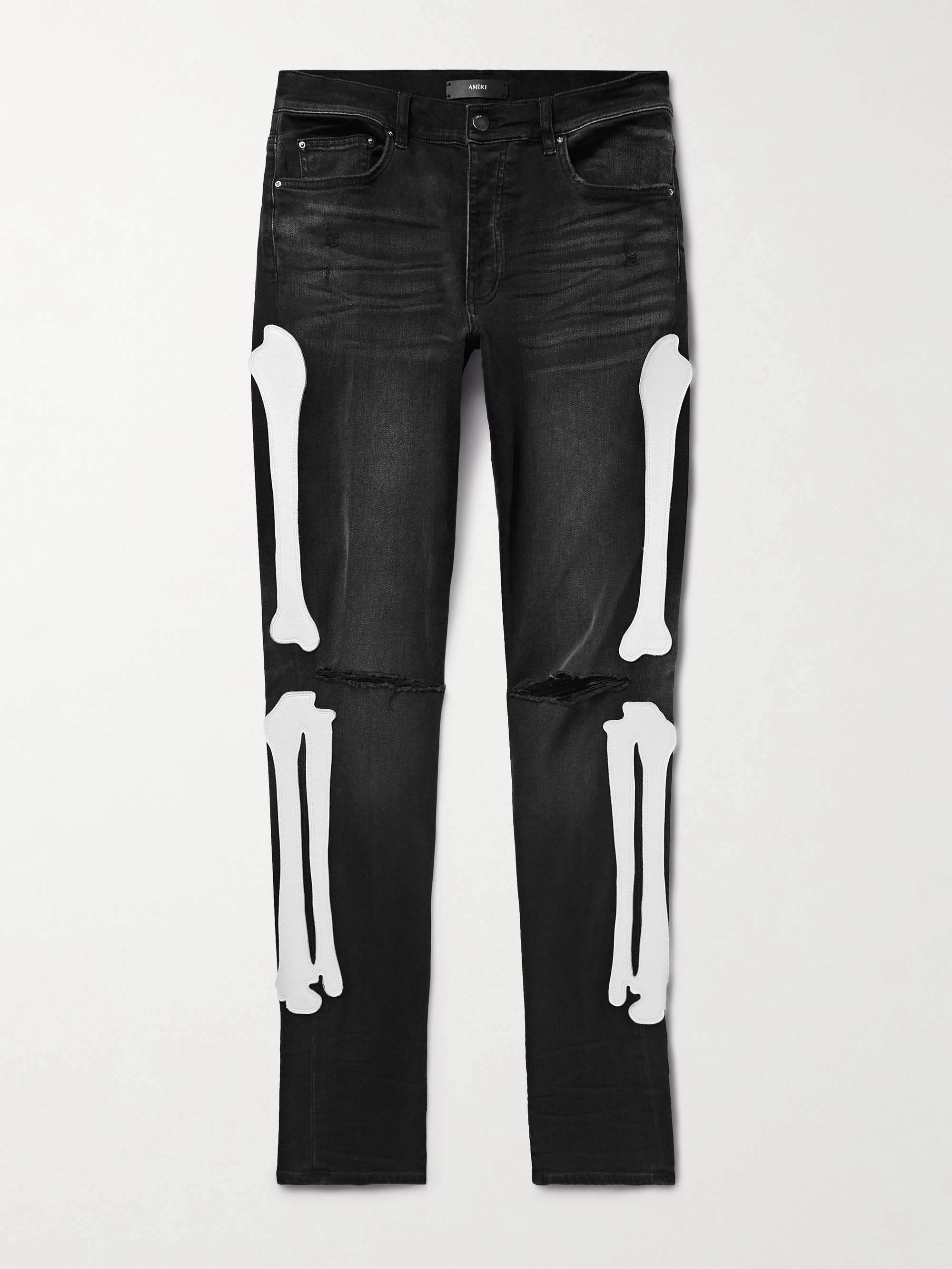 Bones Skinny-Fit Appliquéd Distressed Jeans view