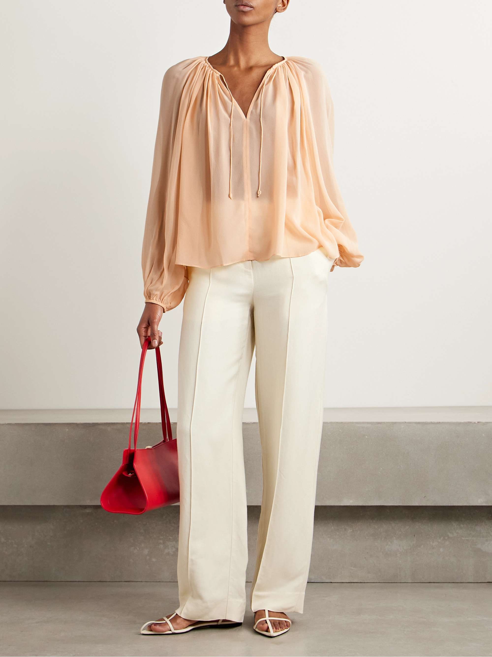 Safa gathered silk crepe de chine blouse view