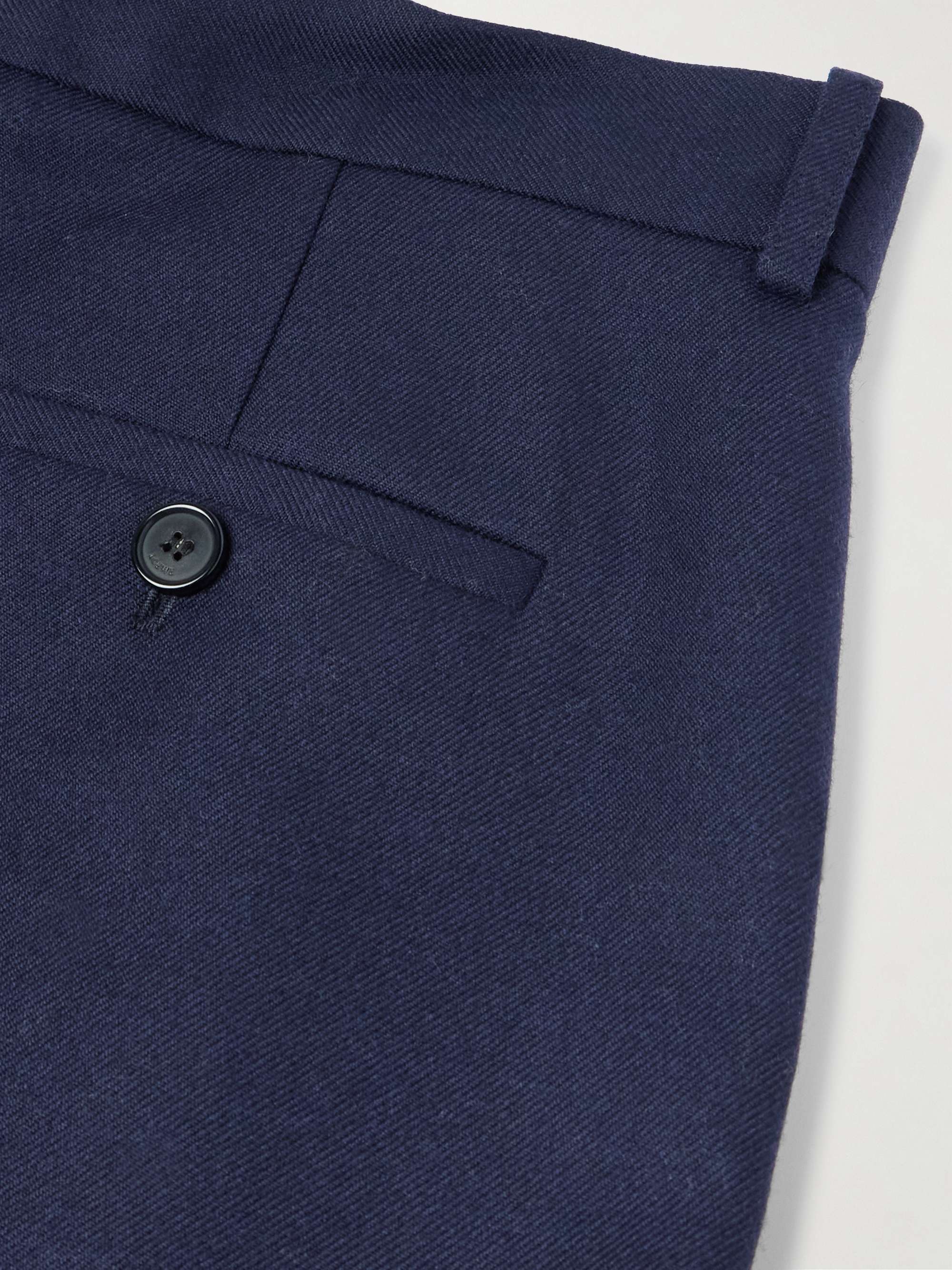 Wide-Leg Pleated Wool-Twill Trousers view