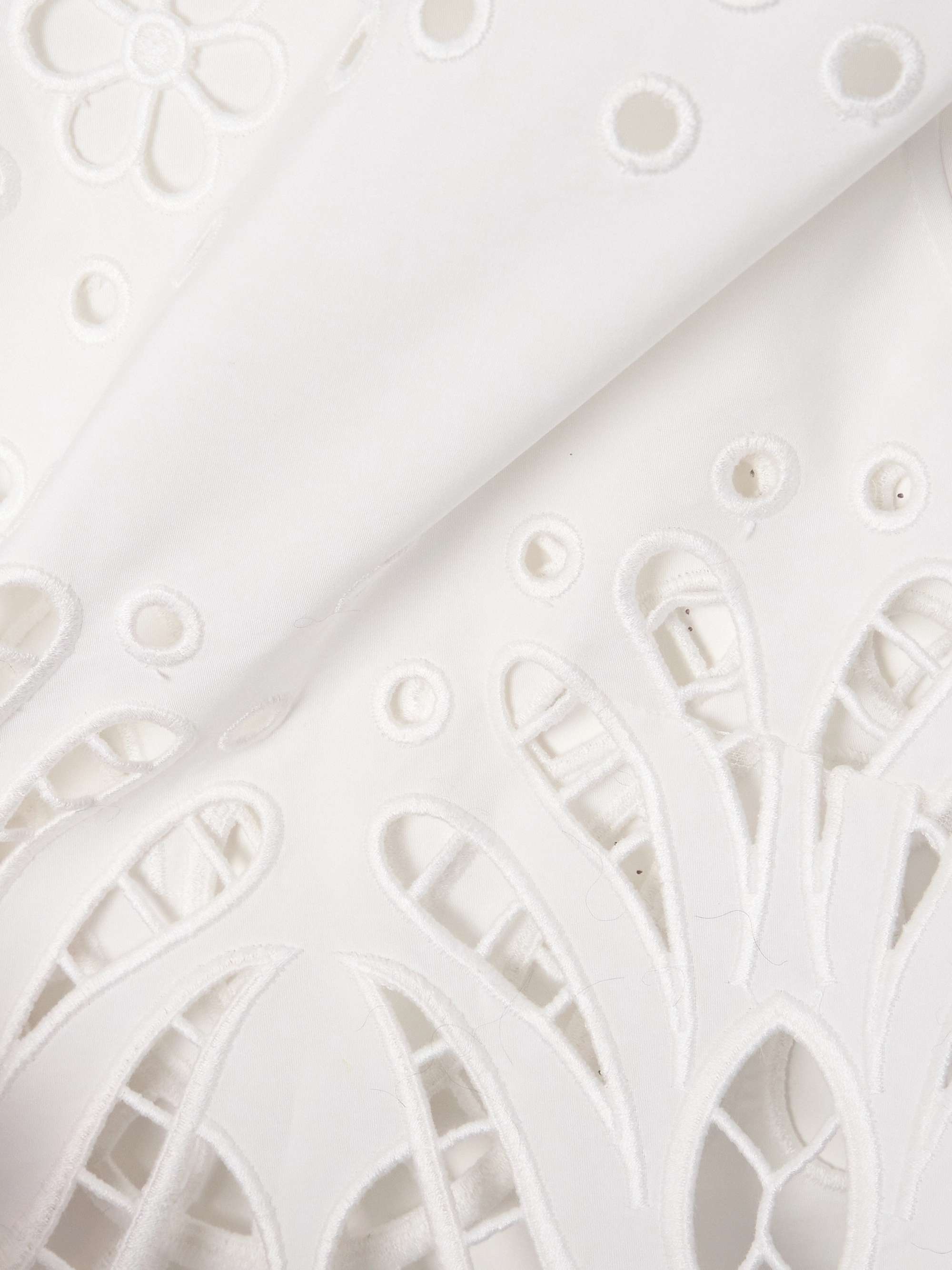 Cropped broderie anglaise cotton-blend poplin top view