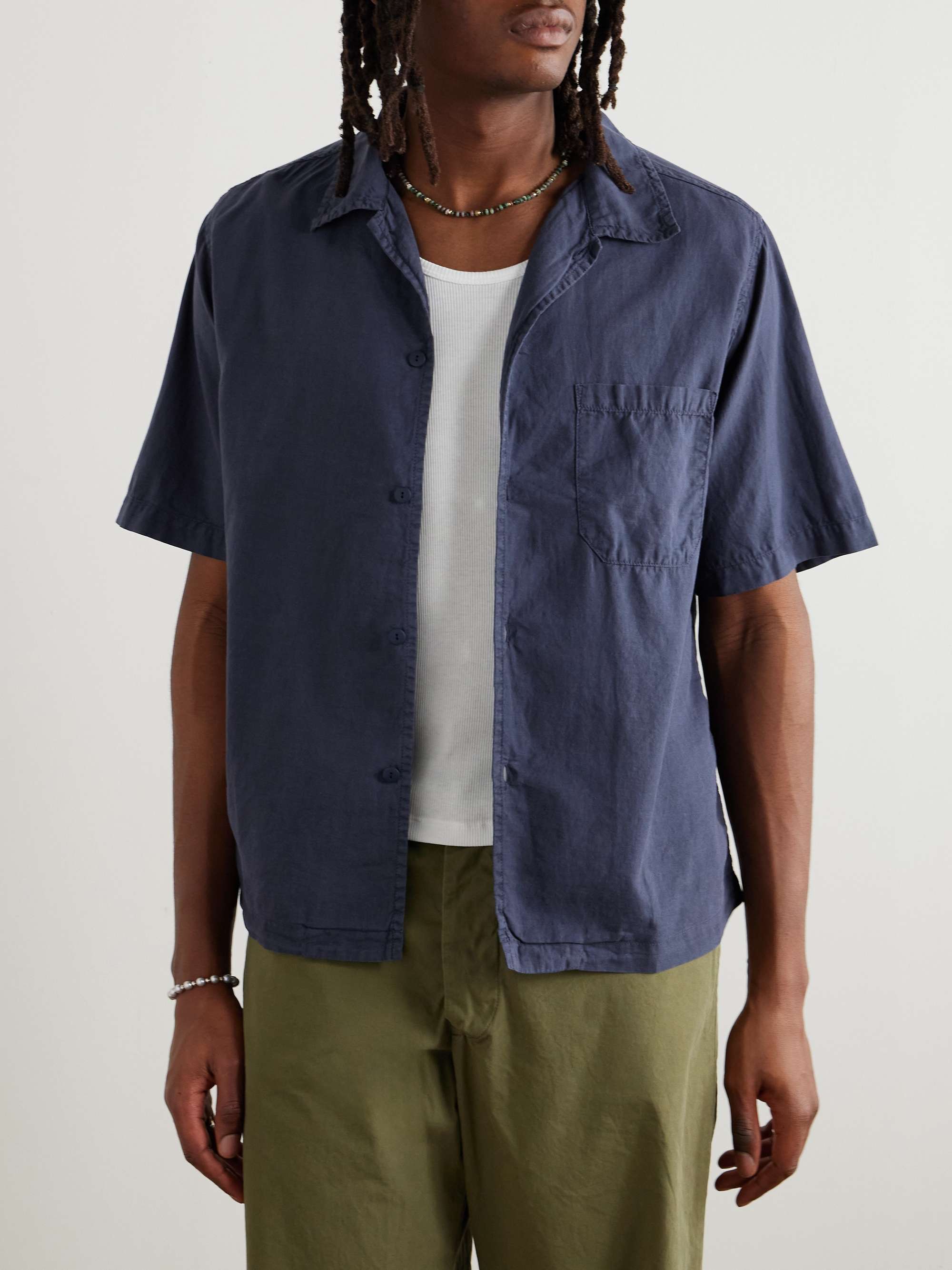 Embroidered Cotton and Silk-Blend Twill Shirt view