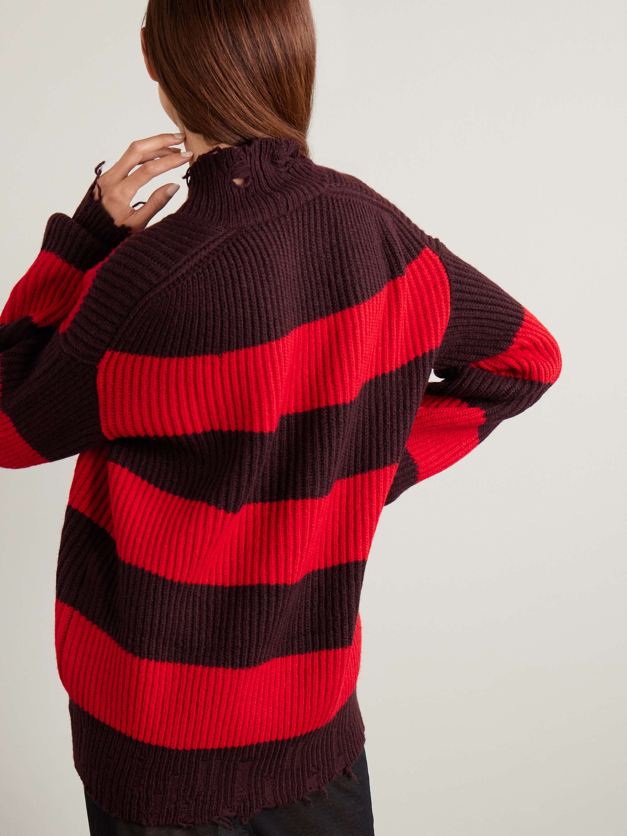 Oversized striped wool-blend sweater view