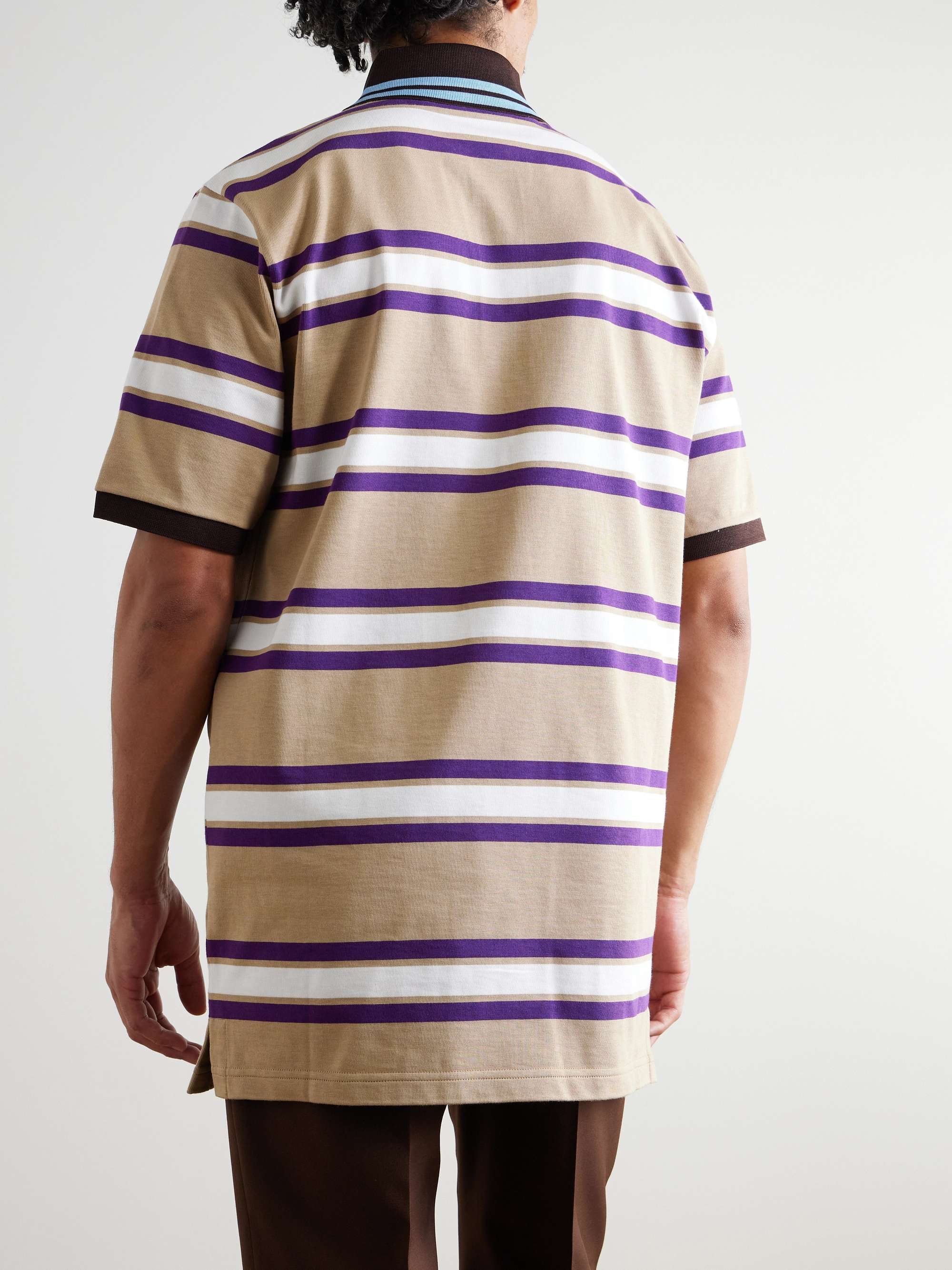 Logo-Embroidered Striped Cotton-Jersey Polo Shirt view