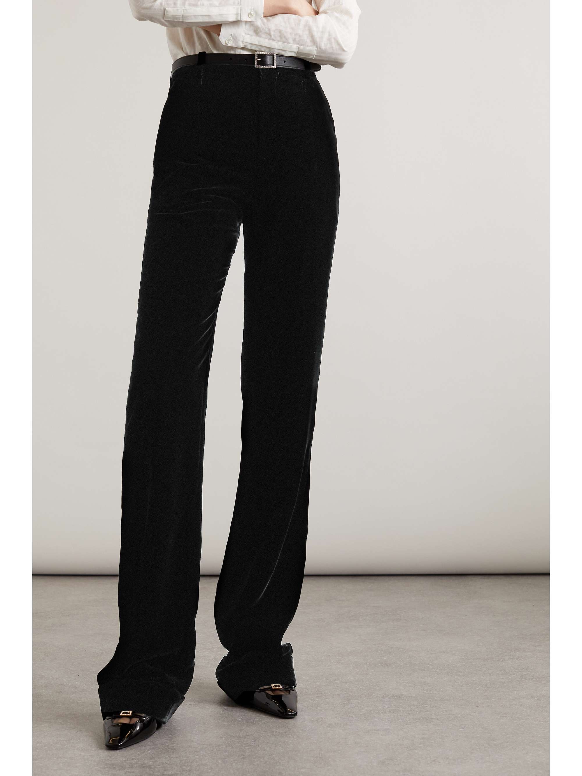 Pleated velvet flared pants view