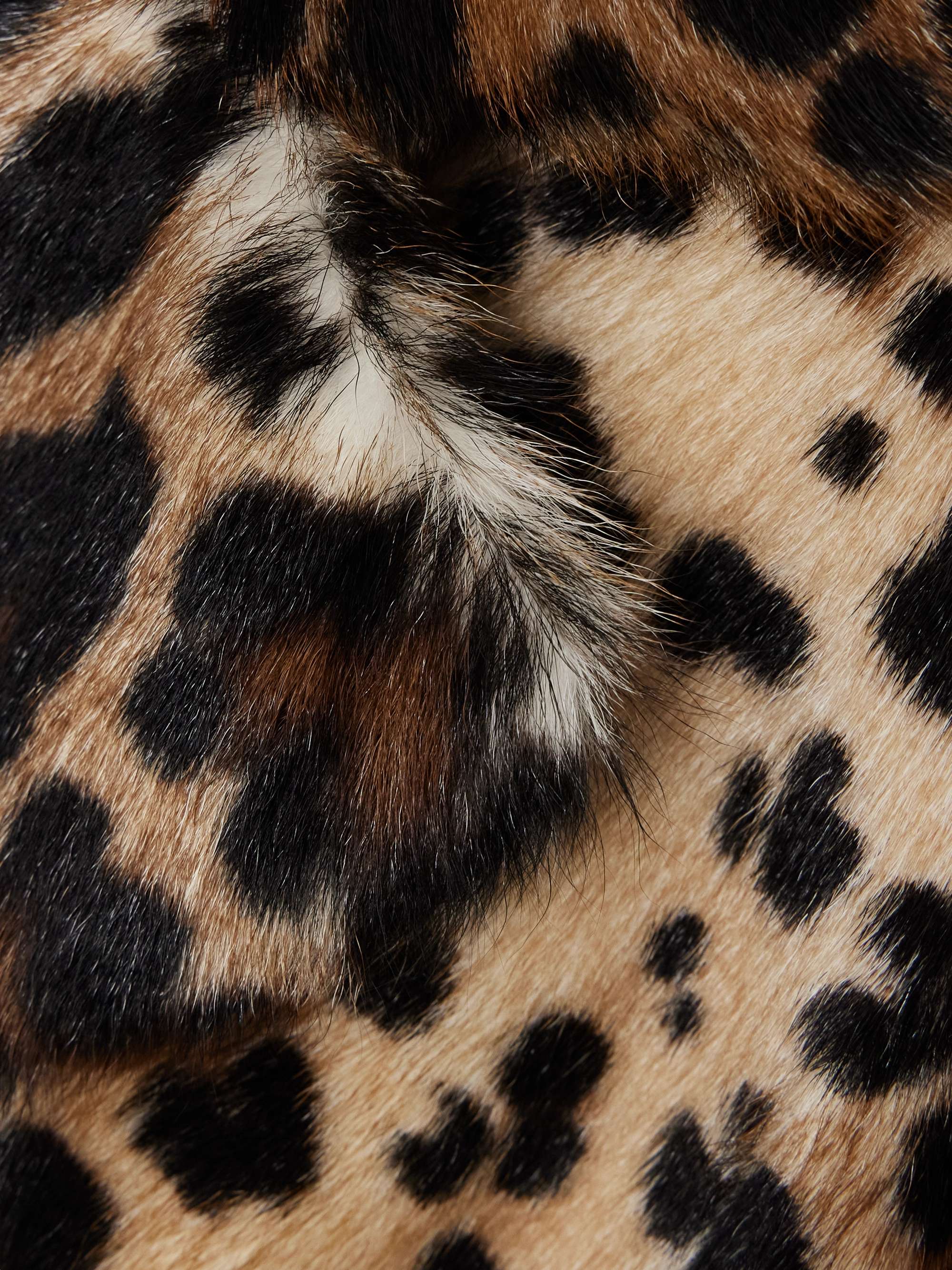 Belted double-breasted leopard-print goat hair coat view