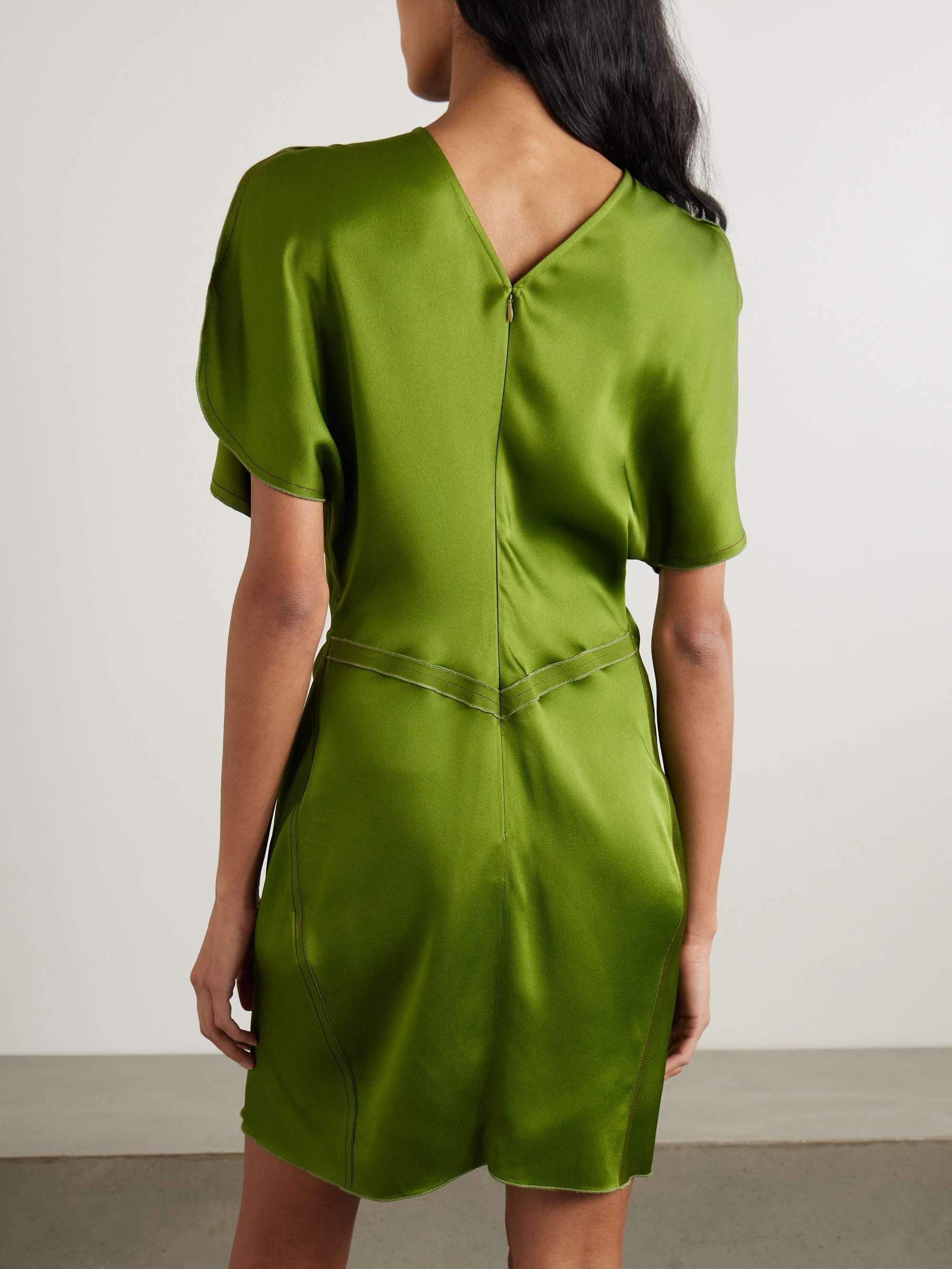 Gathered satin mini dress view