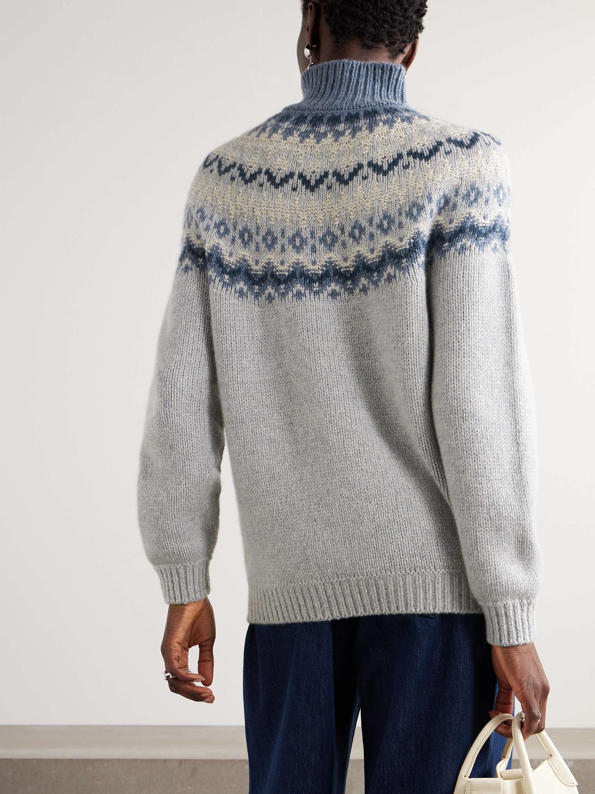 Jacquard-knit cashmere turtleneck sweater view