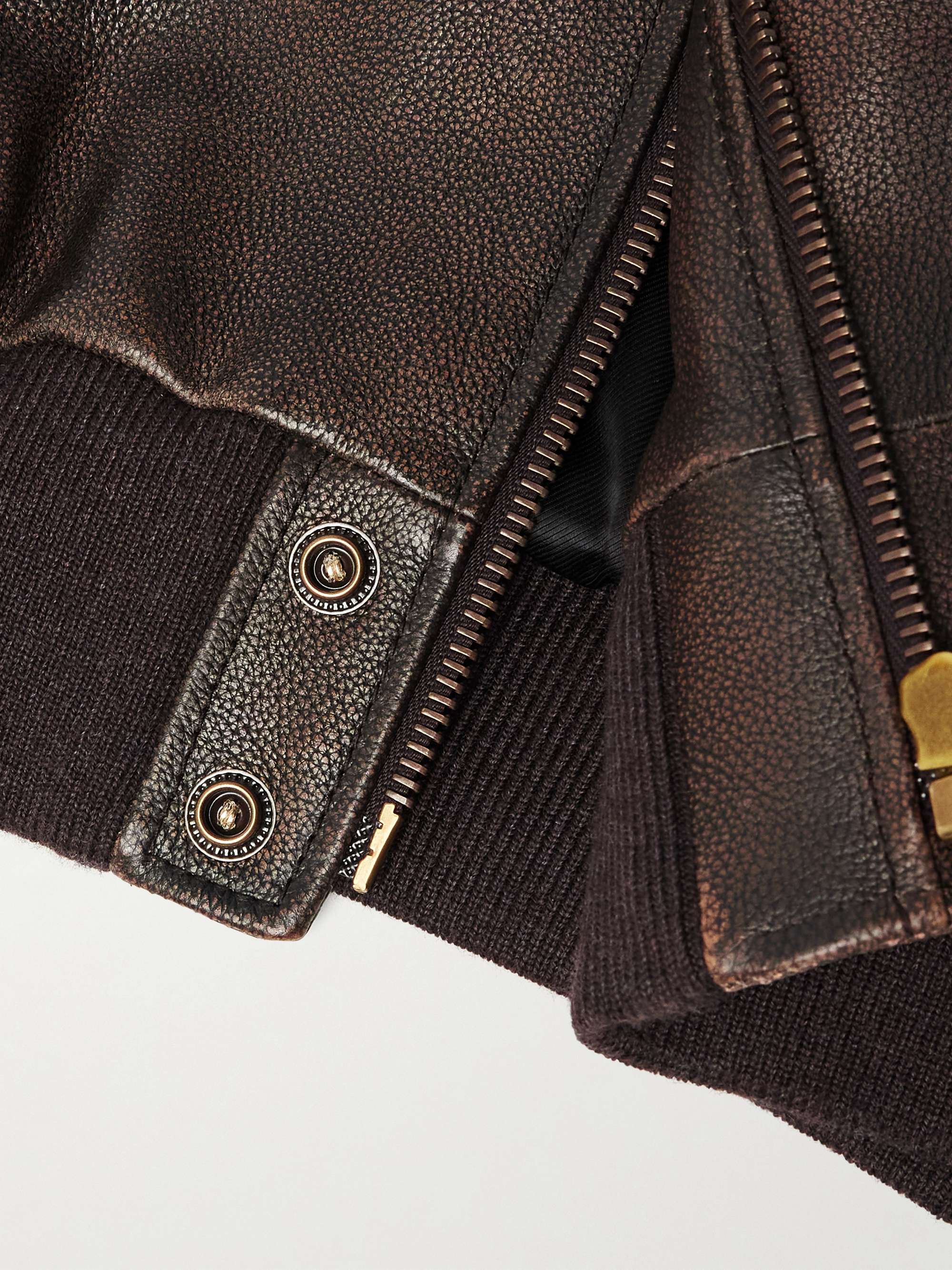 Teddy Full-Grain Leather Bomber Jacket view