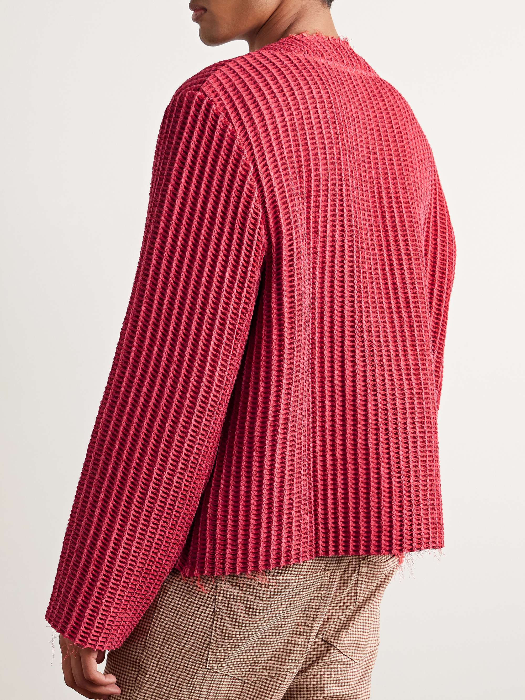 Agustin Distressed Waffle-Knit Cotton-Blend Sweater view