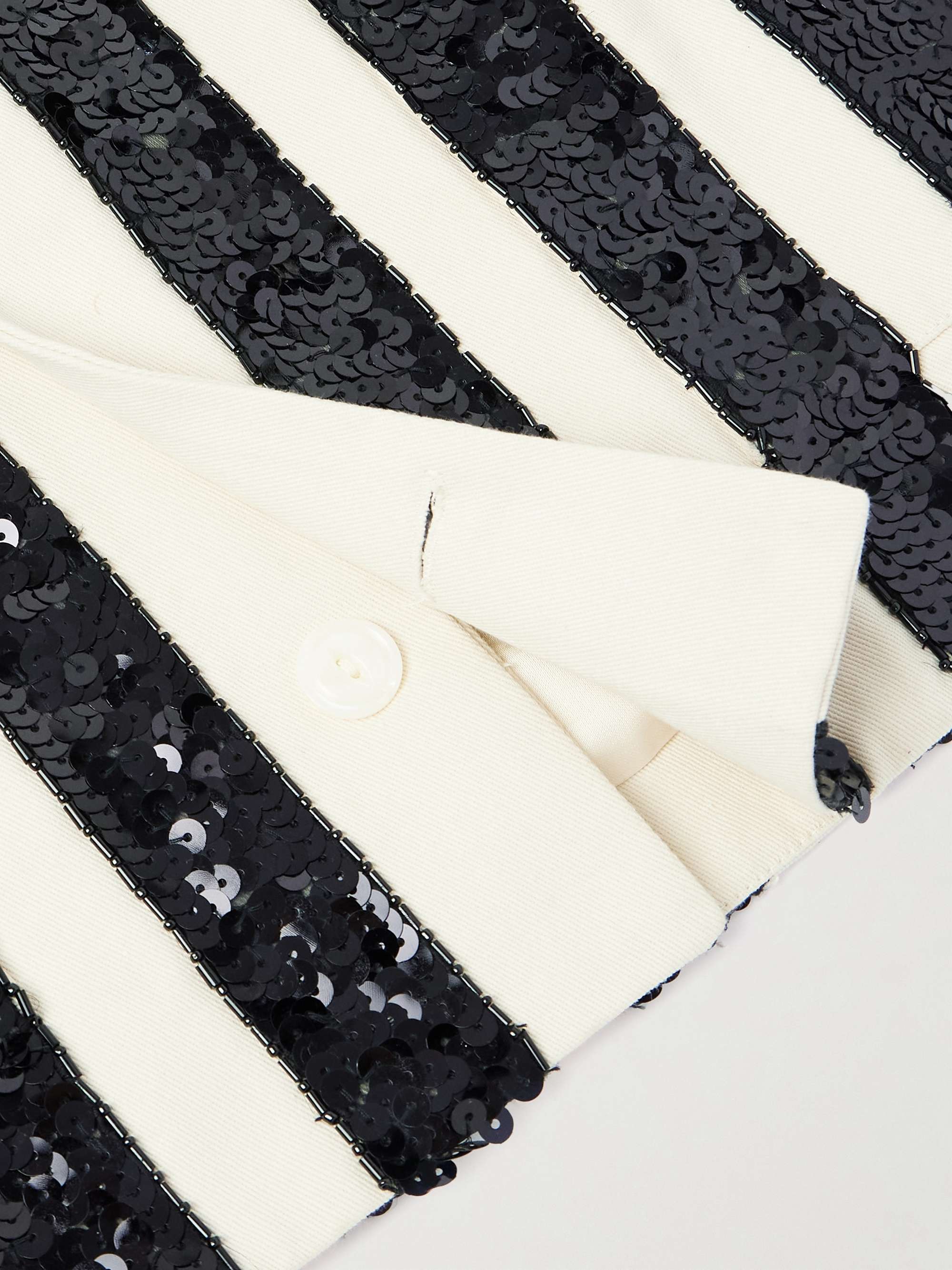 Cropped Sequinned Striped Woven Jacket view
