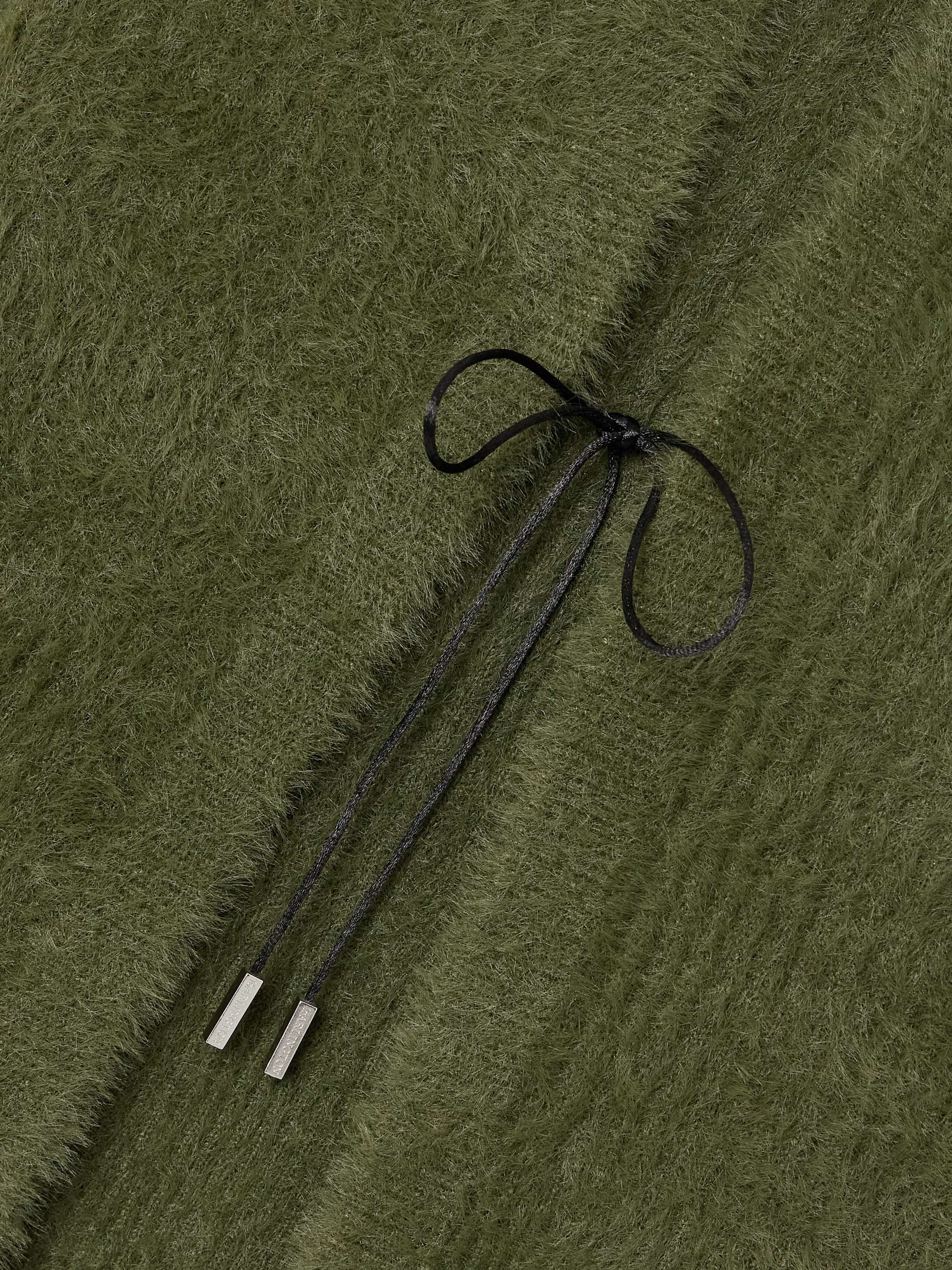 Teria satin-trimmed brushed-knit cardigan view