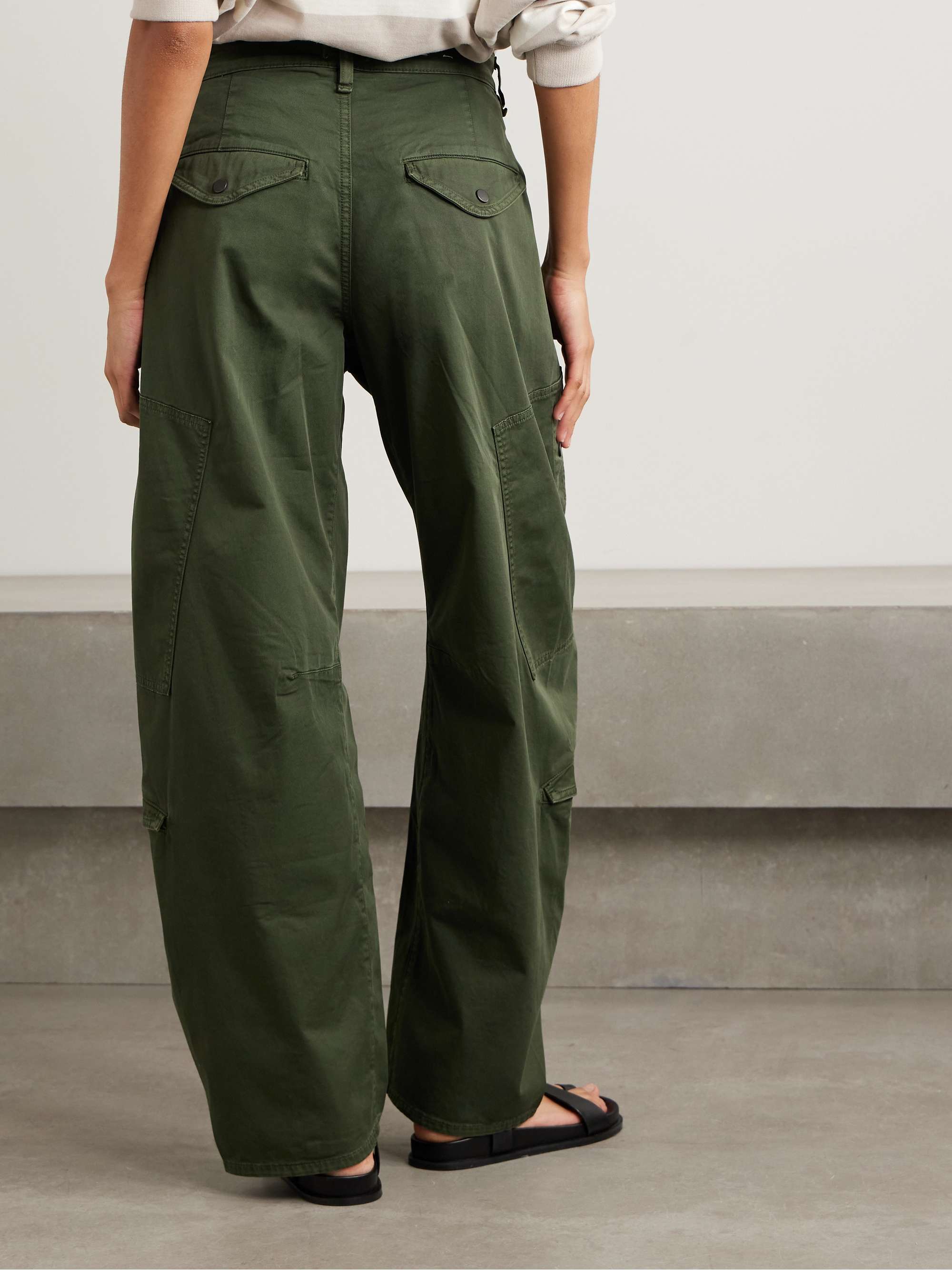 Flight pleated organic cotton-blend twill barrel-leg pants view