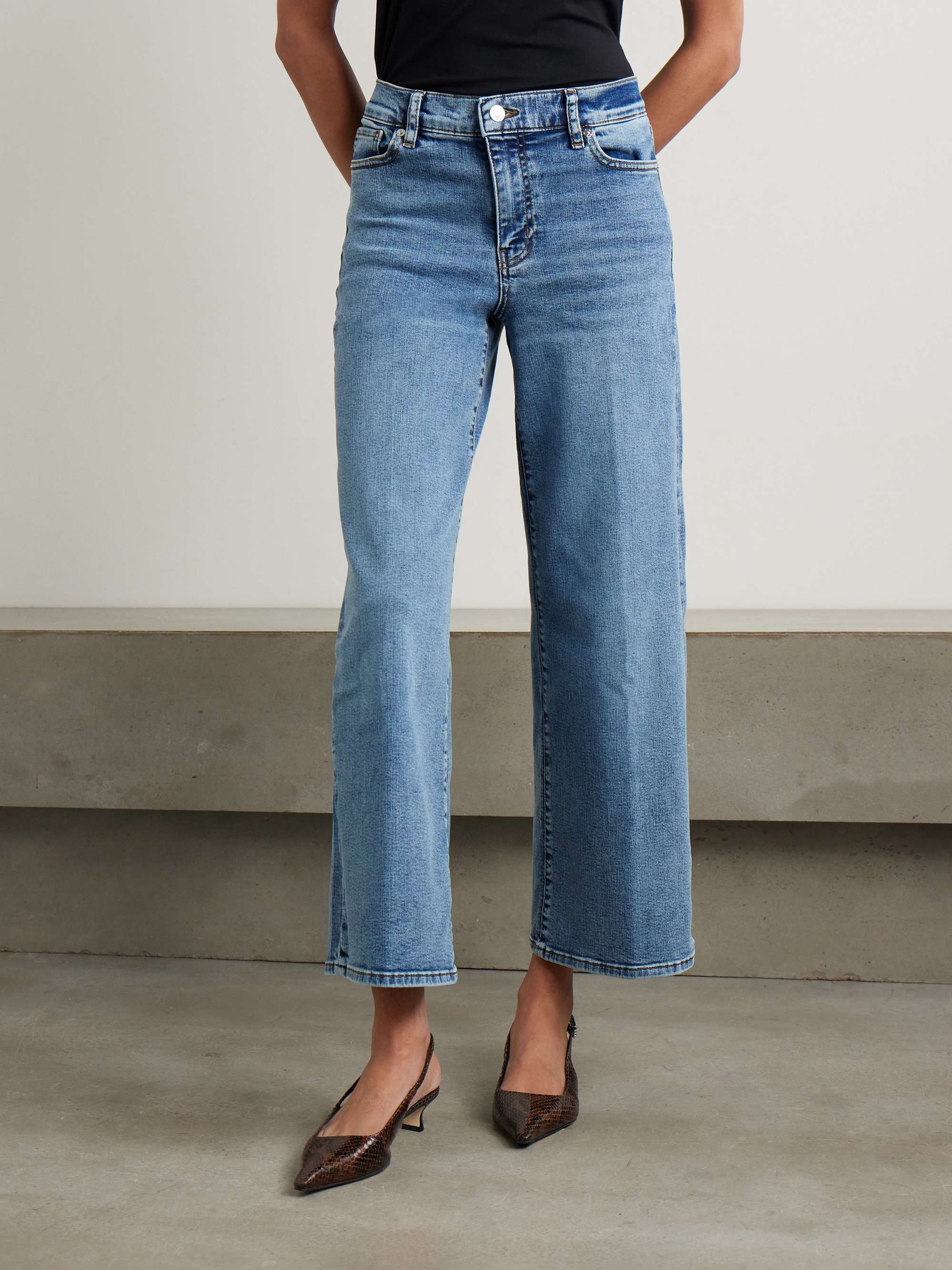 Le Pixie Slim Palazzo high-rise wide-leg stretch jeans view