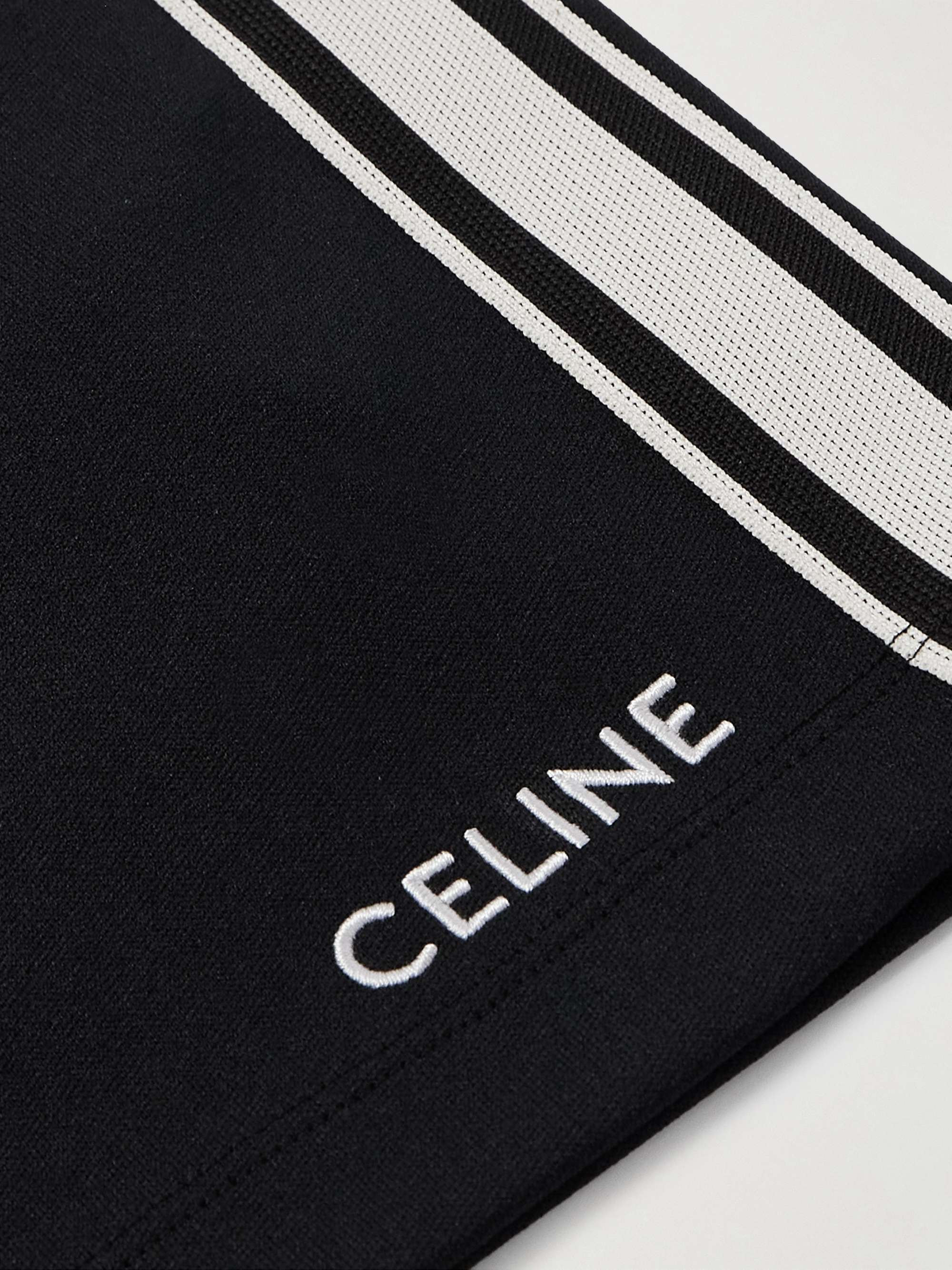 Straight-Leg Logo-Embroidered Striped Jersey Drawstring Shorts view