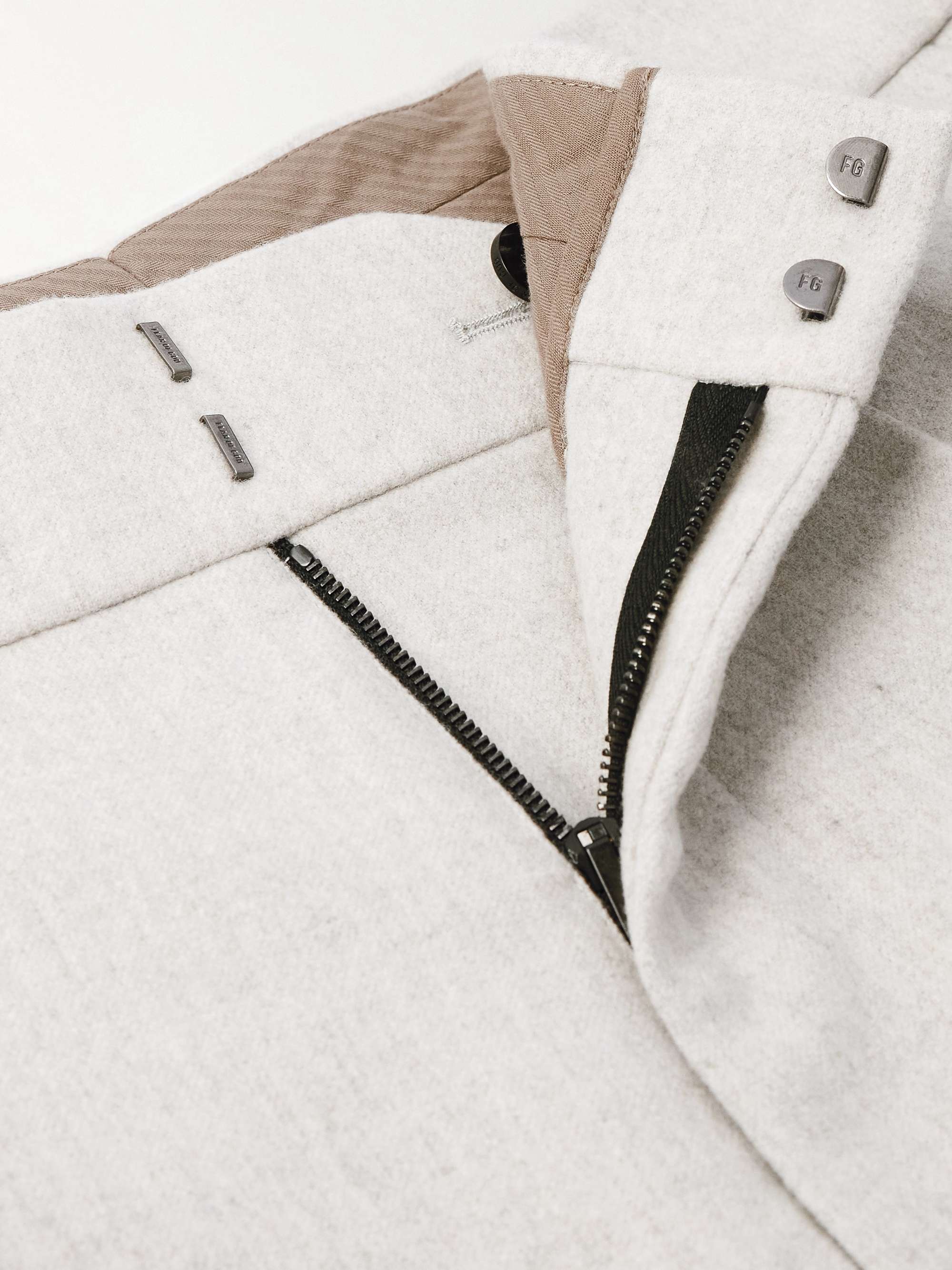 Wide-Leg Pleated Virgin Wool-Blend Flannel Trousers view
