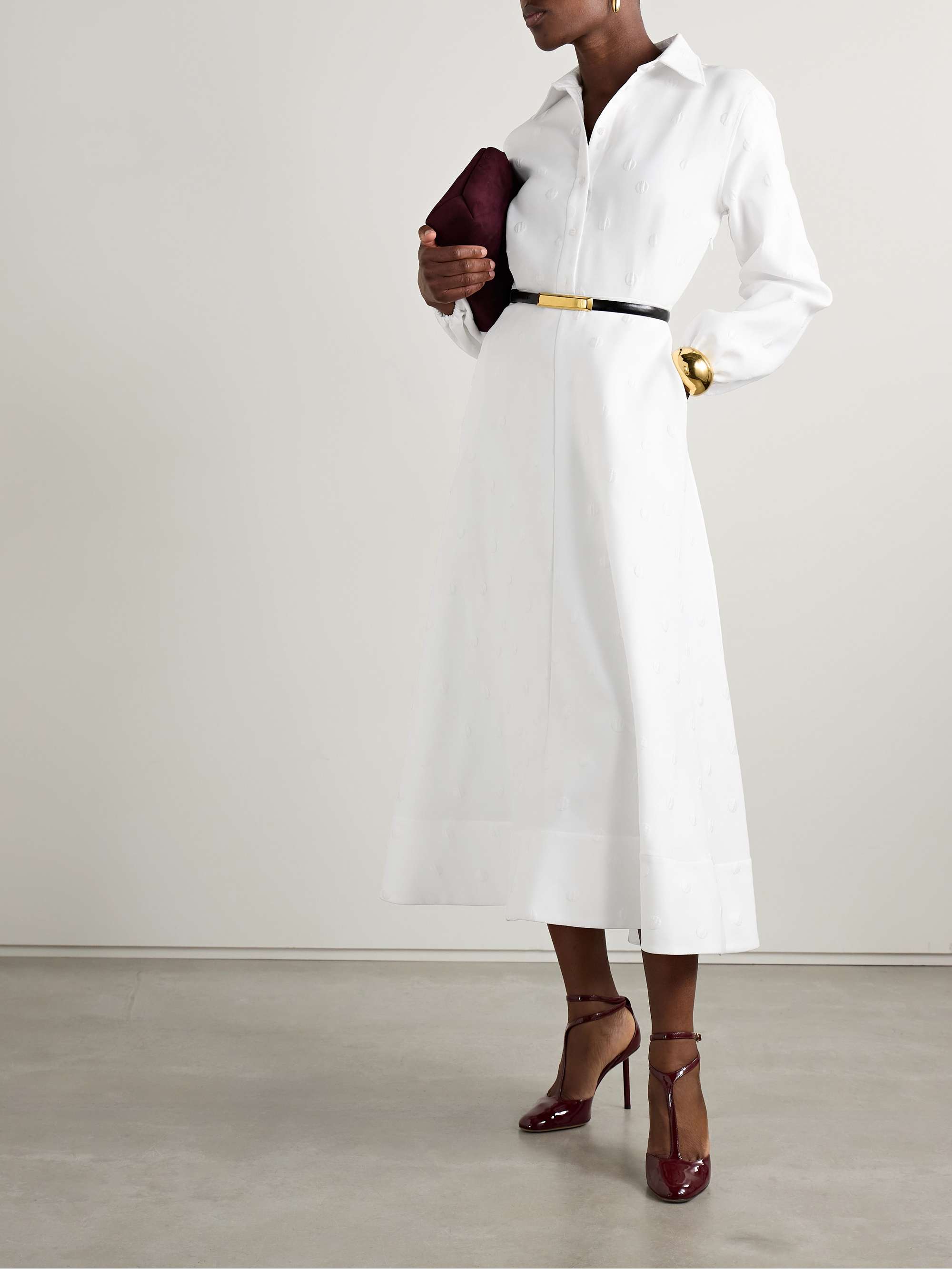 The Maggie polka-dot jacquard midi shirt dress view