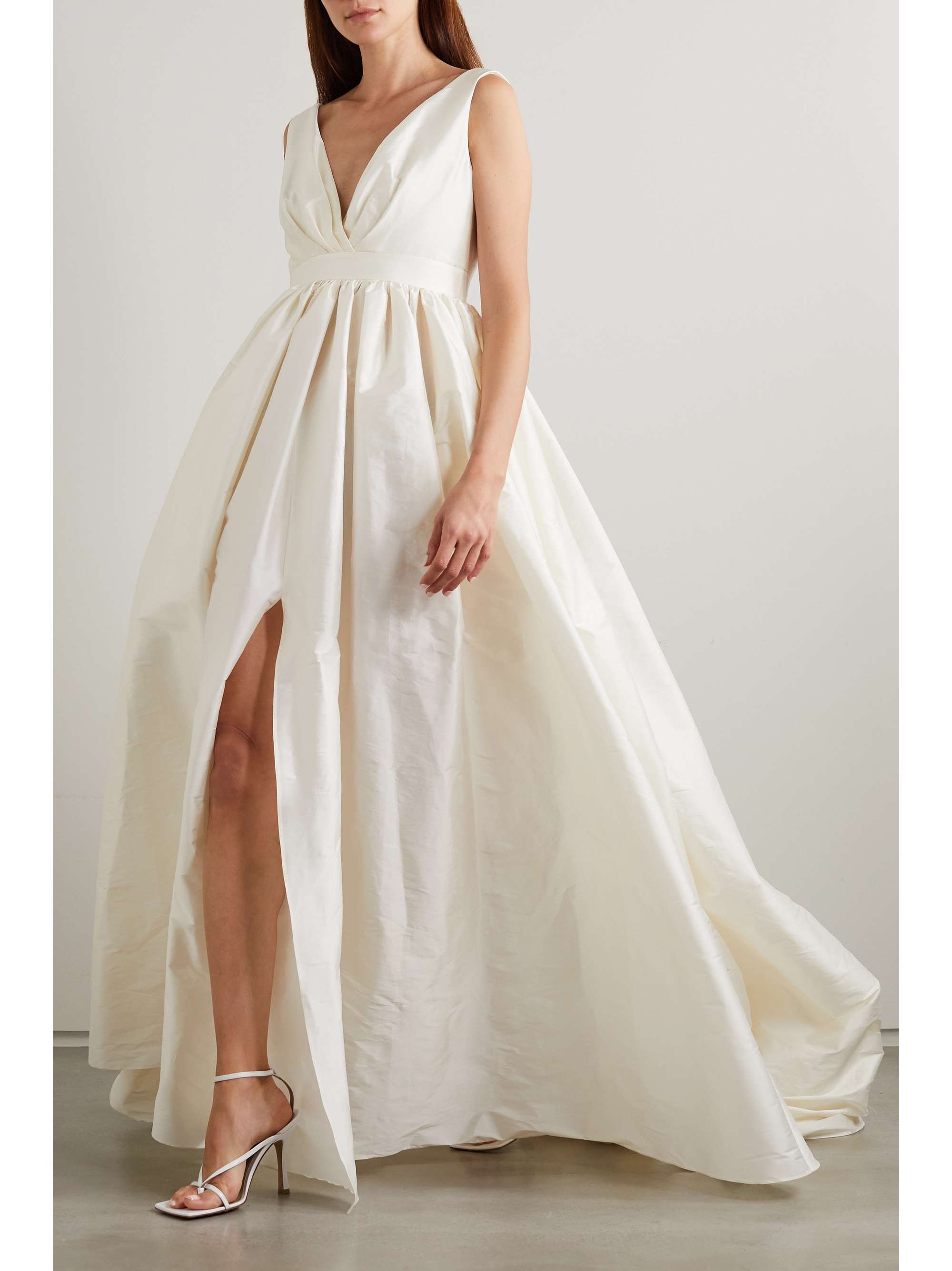 Pleated taffeta gown view