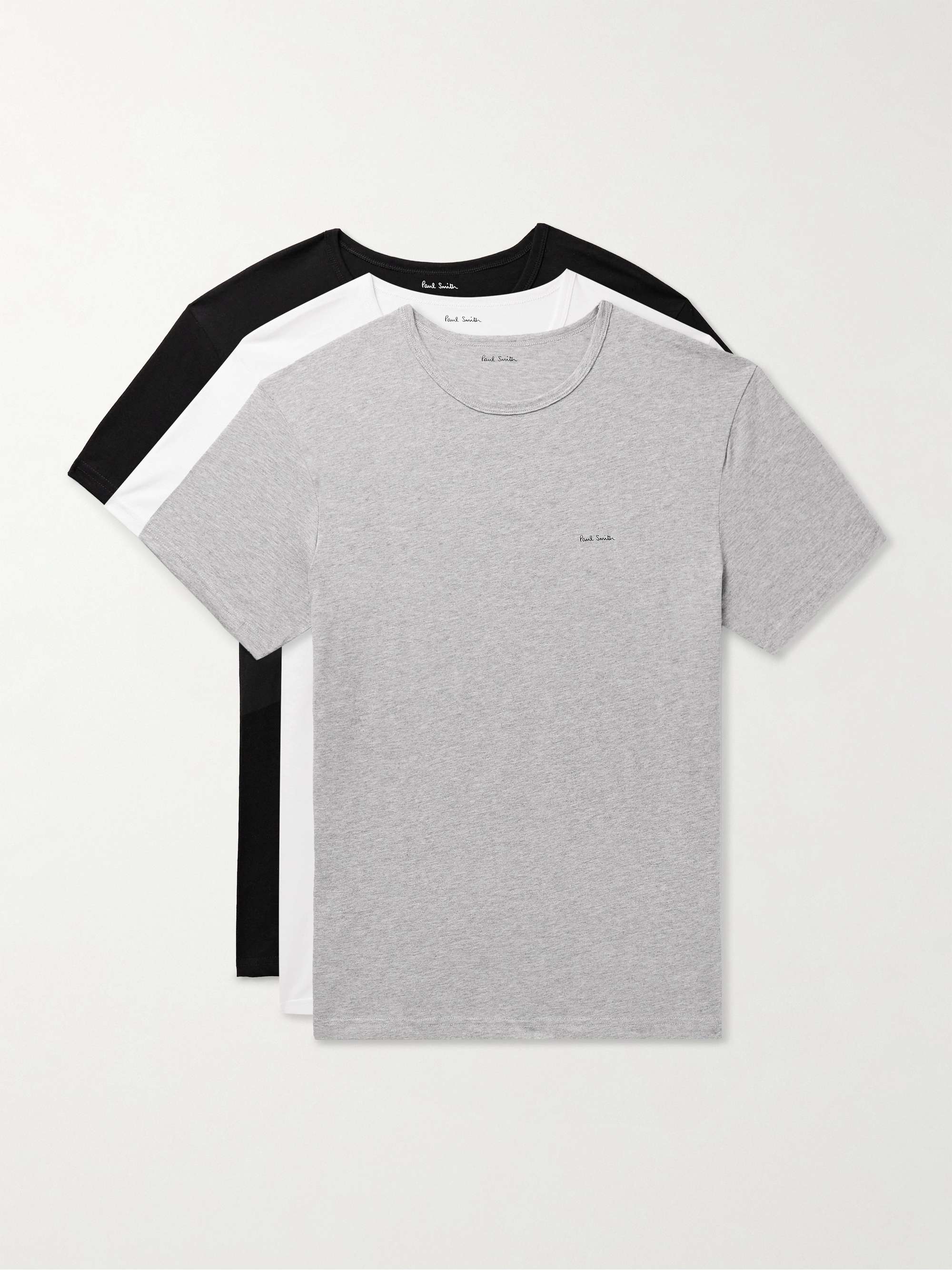 Three-Pack Slim-Fit Logo-Print Organic Cotton-Jersey T-Shirts view