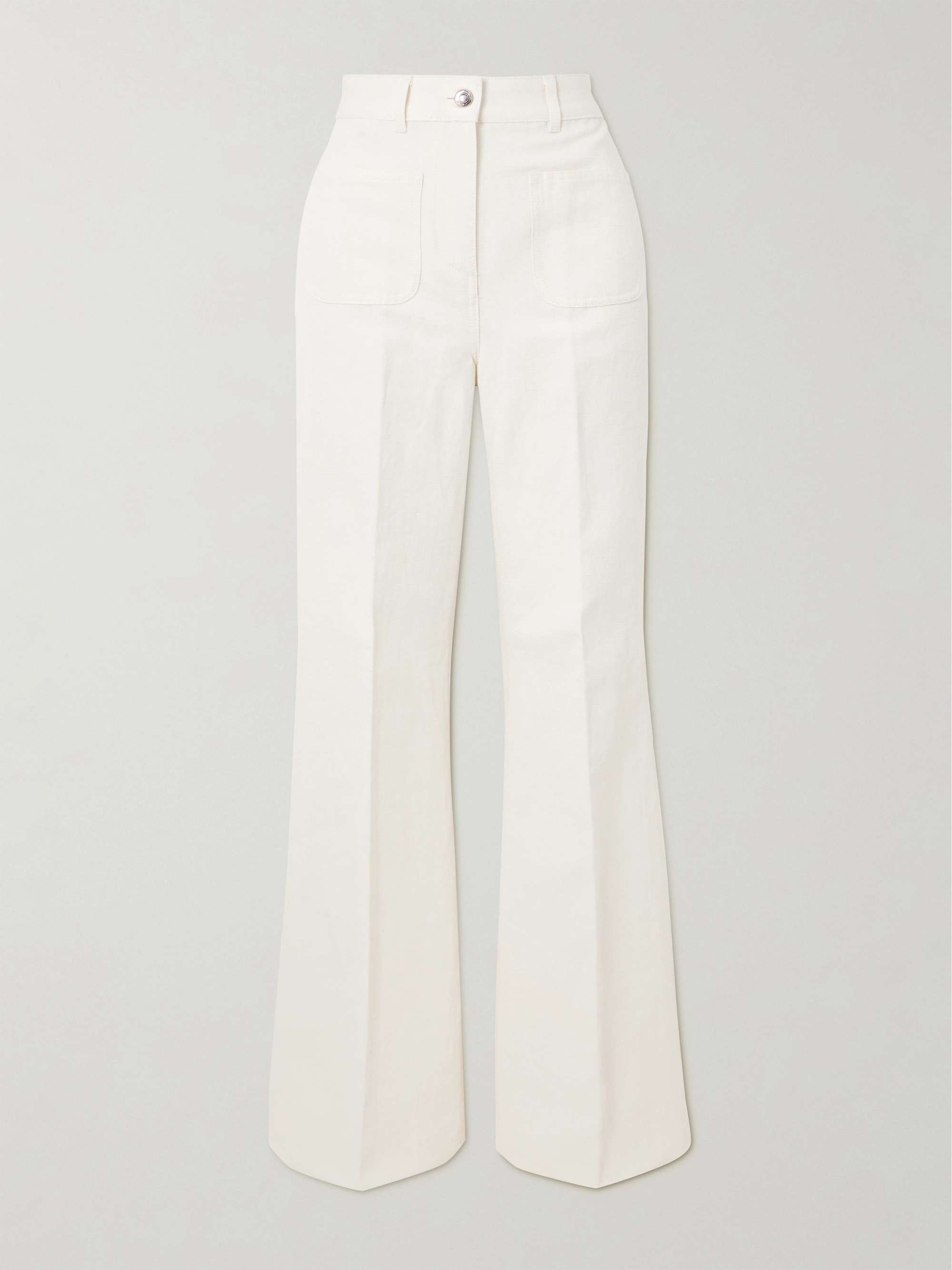 Linen and cotton-blend straight-leg pants view