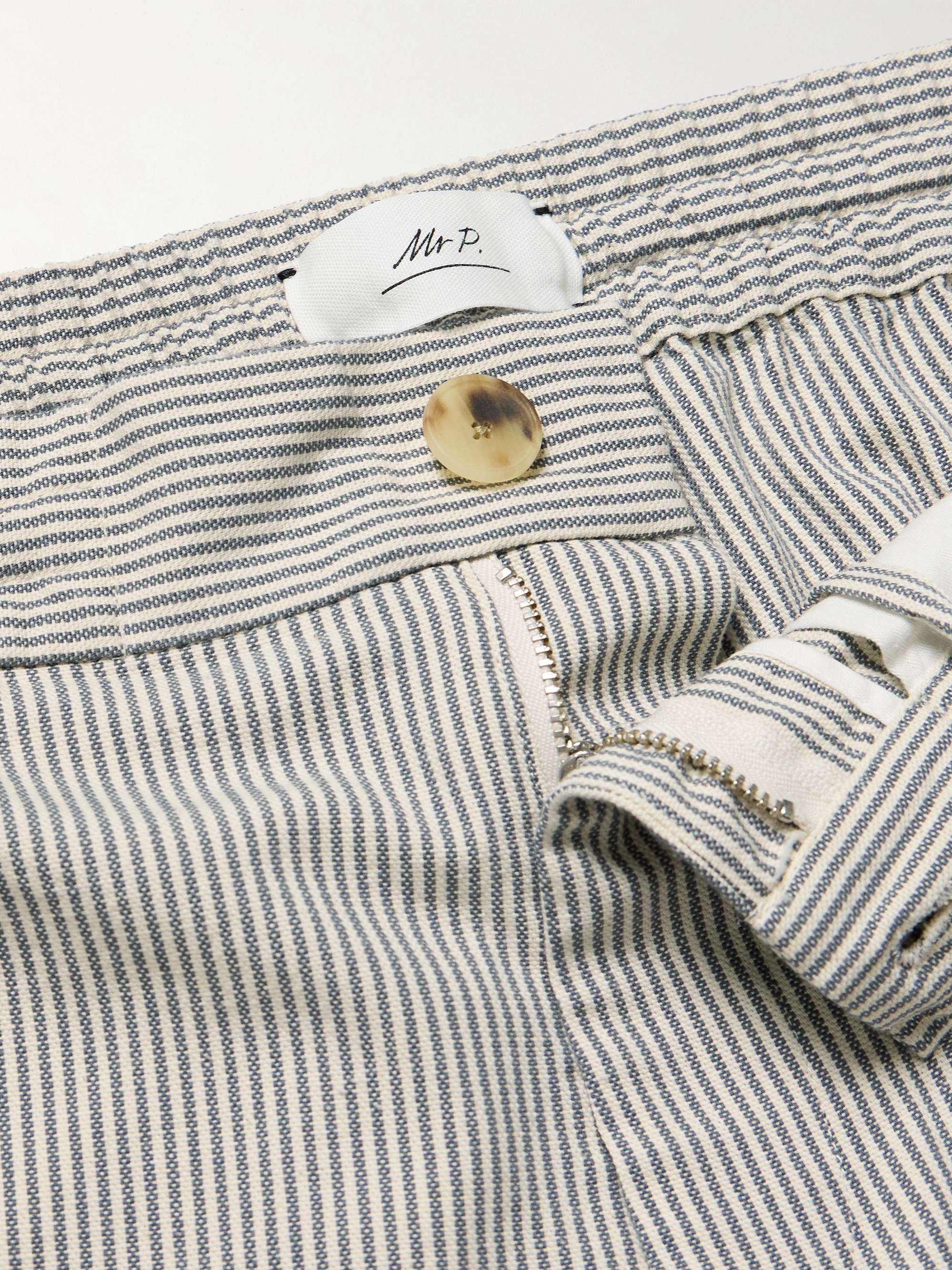Edwin Straight-Leg Pinstriped Organic Cotton Trousers view