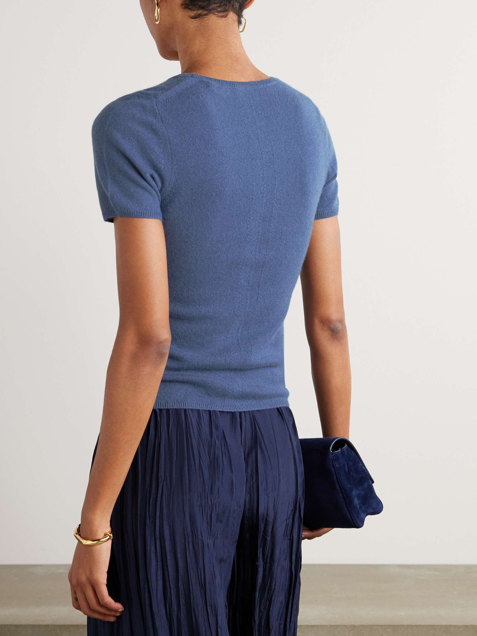 Pointelle-trimmed cashmere T-shirt view
